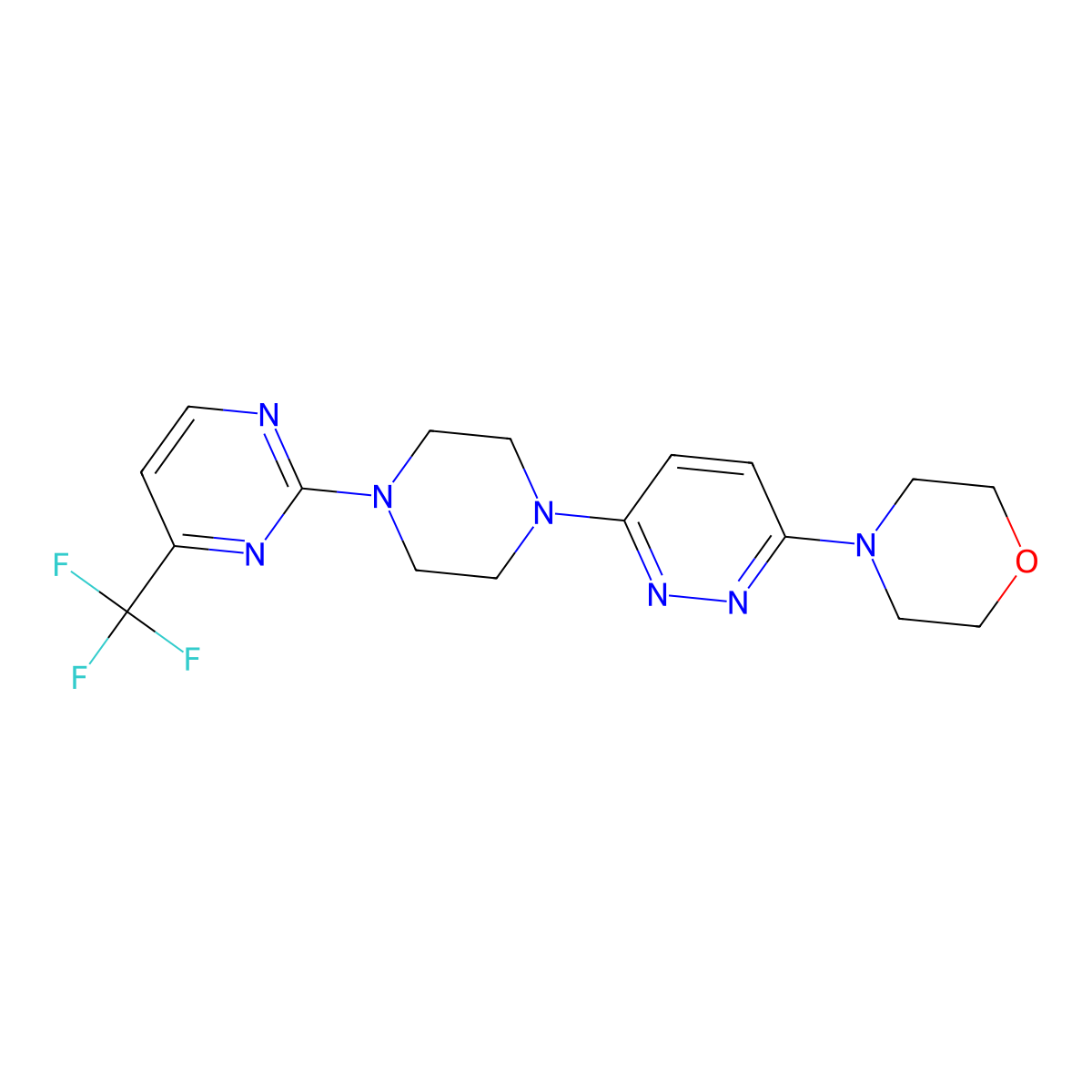 4-(6-{4-[4-(Trifluoromethyl)pyrimidin-2-yl]piperazin-1-yl}pyridazin-3-yl)morpholine molecular structure, CAS 2415573-34-9