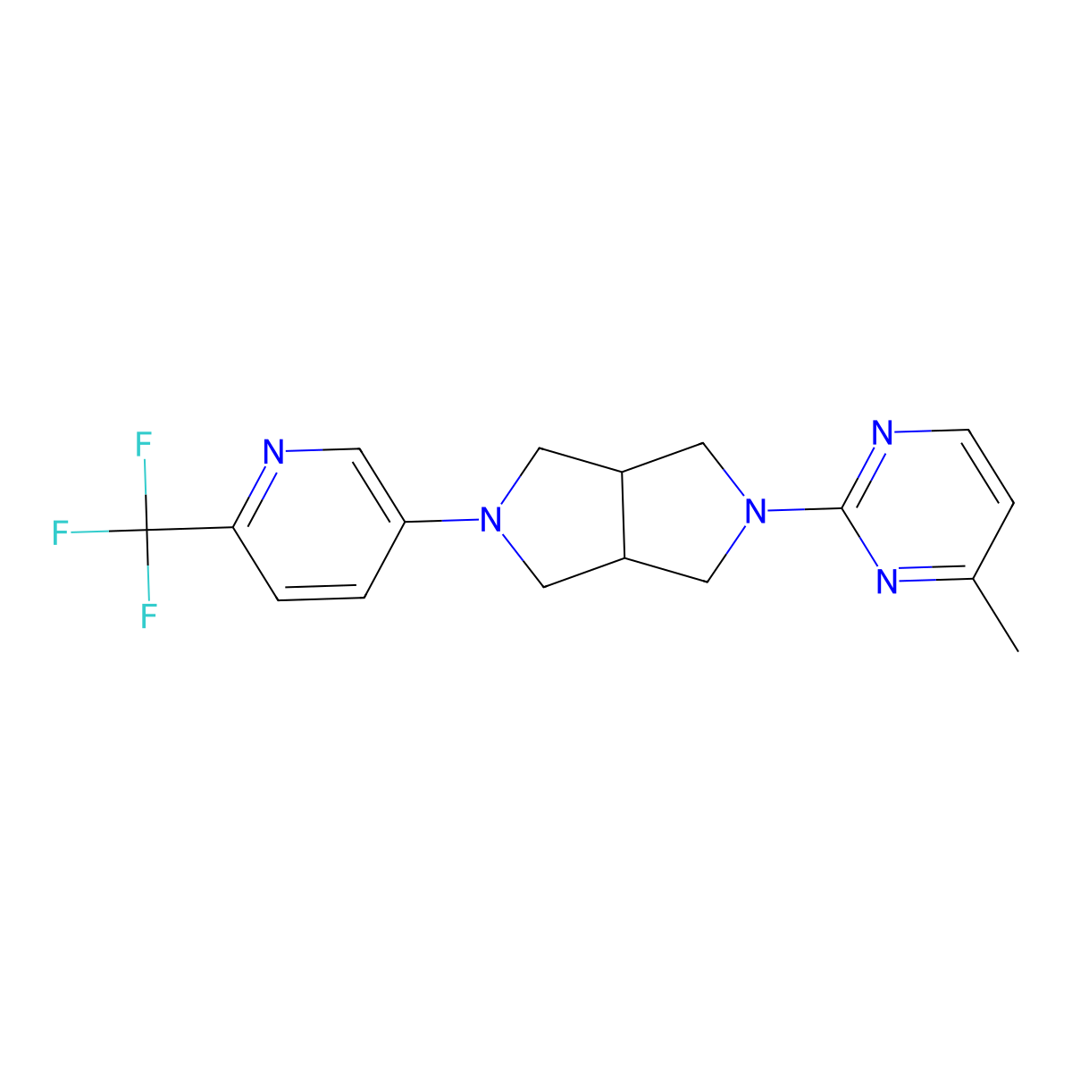 4-Methyl-2-{5-[6-(trifluoromethyl)pyridin-3-yl]-octahydropyrrolo[3,4-c]pyrrol-2-yl}pyrimidine molecular structure, CAS 2415573-35-0