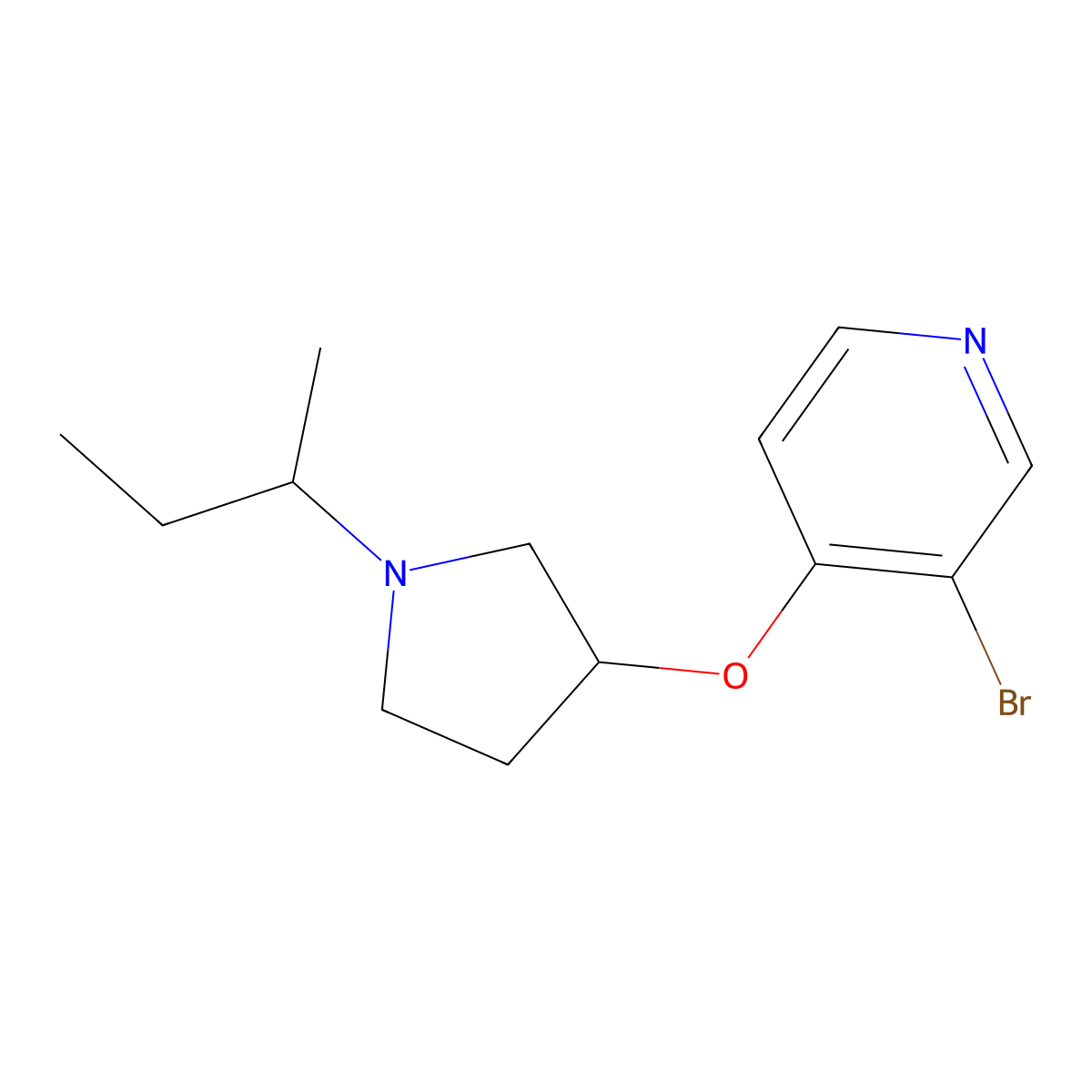 3-Bromo-4-{[1-(butan-2-yl)pyrrolidin-3-yl]oxy}pyridine molecular structure, CAS 2415573-37-2