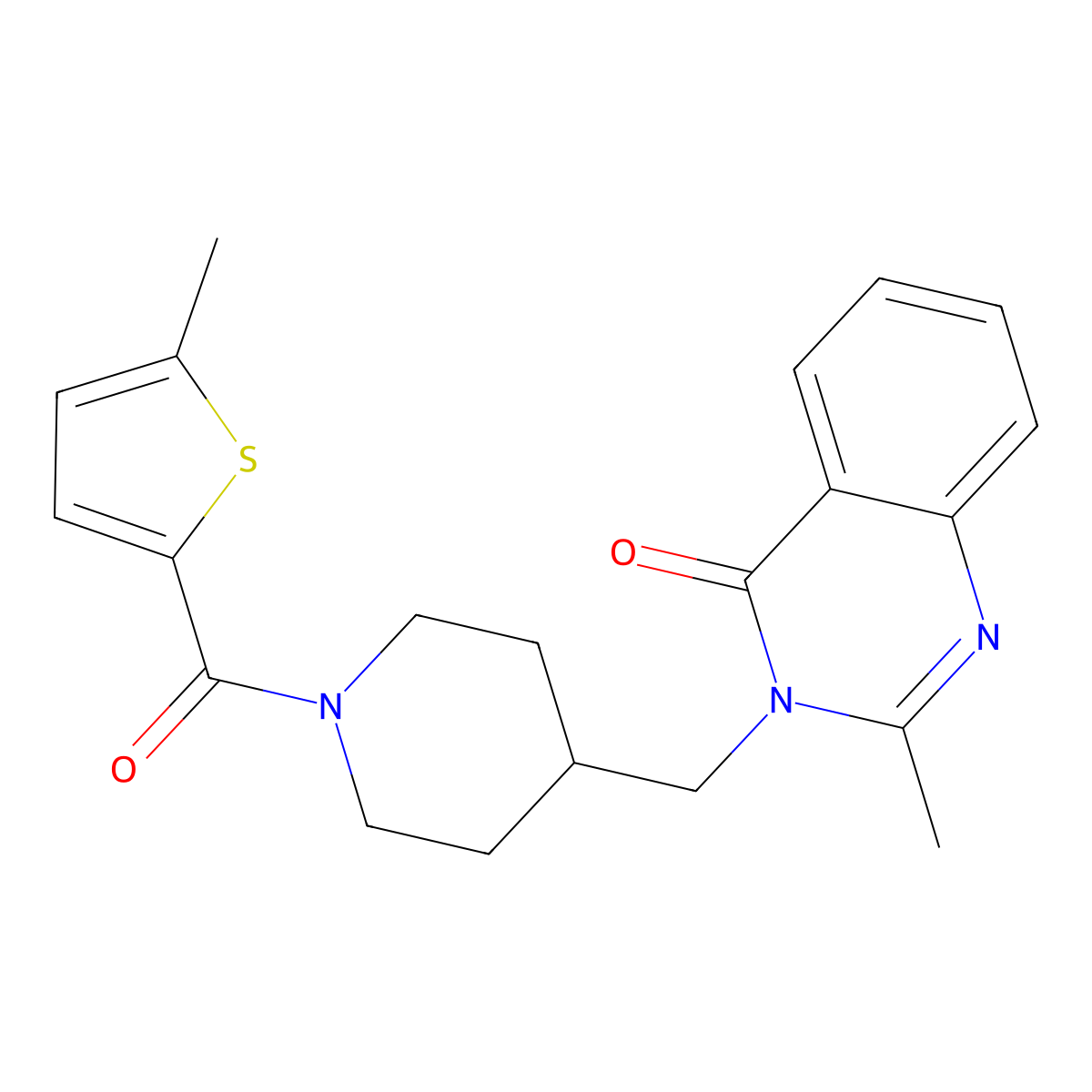 2-Methyl-3-{[1-(5-methylthiophene-2-carbonyl)piperidin-4-yl]methyl}-3,4-dihydroquinazolin-4-one molecular structure, CAS 2415573-38-3