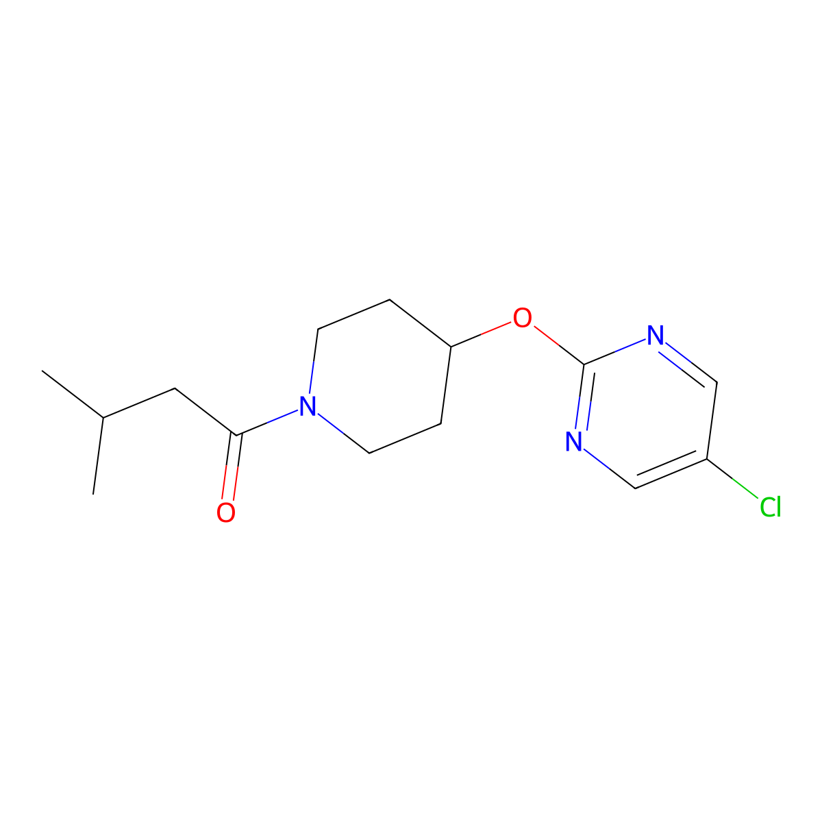 1-{4-[(5-Chloropyrimidin-2-yl)oxy]piperidin-1-yl}-3-methylbutan-1-one molecular structure, CAS 2415573-44-1