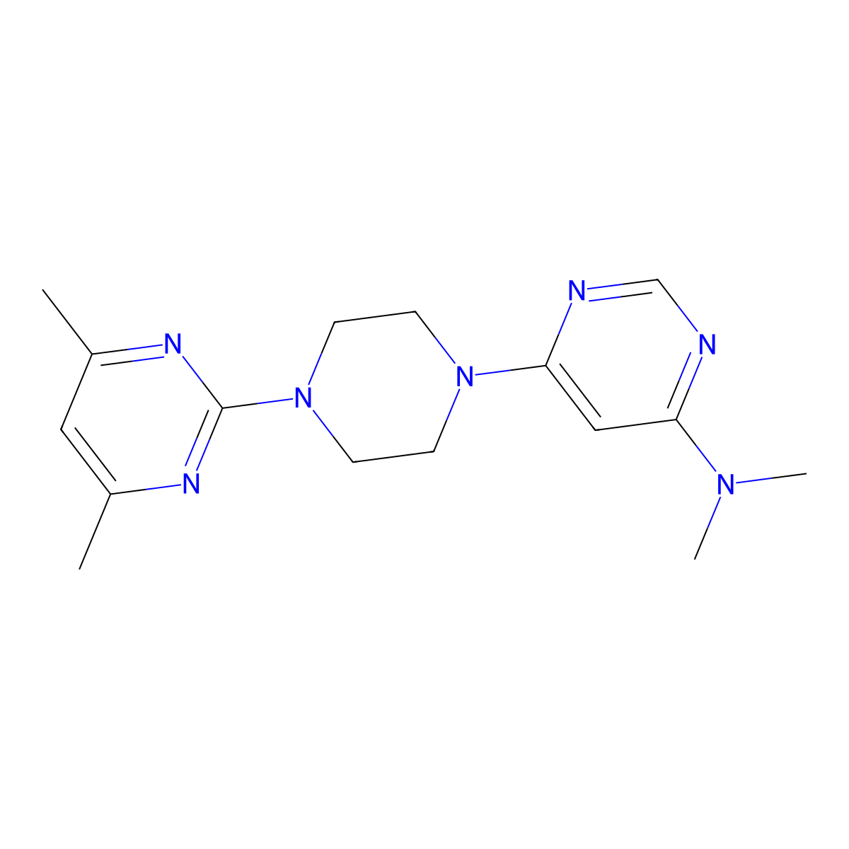 6-[4-(4,6-dimethylpyrimidin-2-yl)piperazin-1-yl]-N,N-dimethylpyrimidin-4-amine molecular structure, CAS 2415573-50-9