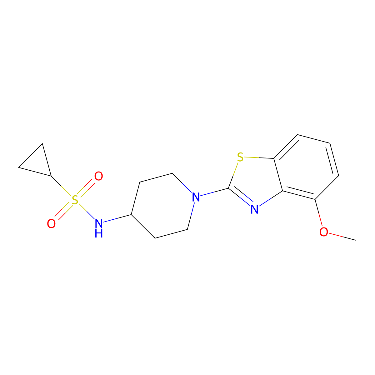 N-[1-(4-Methoxy-1,3-benzothiazol-2-yl)piperidin-4-yl]cyclopropanesulfonamide molecular structure, CAS 2415573-56-5