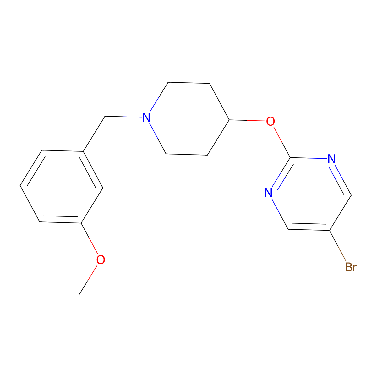 5-Bromo-2-({1-[(3-methoxyphenyl)methyl]piperidin-4-yl}oxy)pyrimidine molecular structure, CAS 2415573-57-6