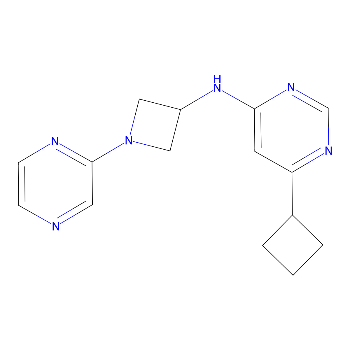 6-cyclobutyl-N-[1-(pyrazin-2-yl)azetidin-3-yl]pyrimidin-4-amine molecular structure, CAS 2415573-69-0
