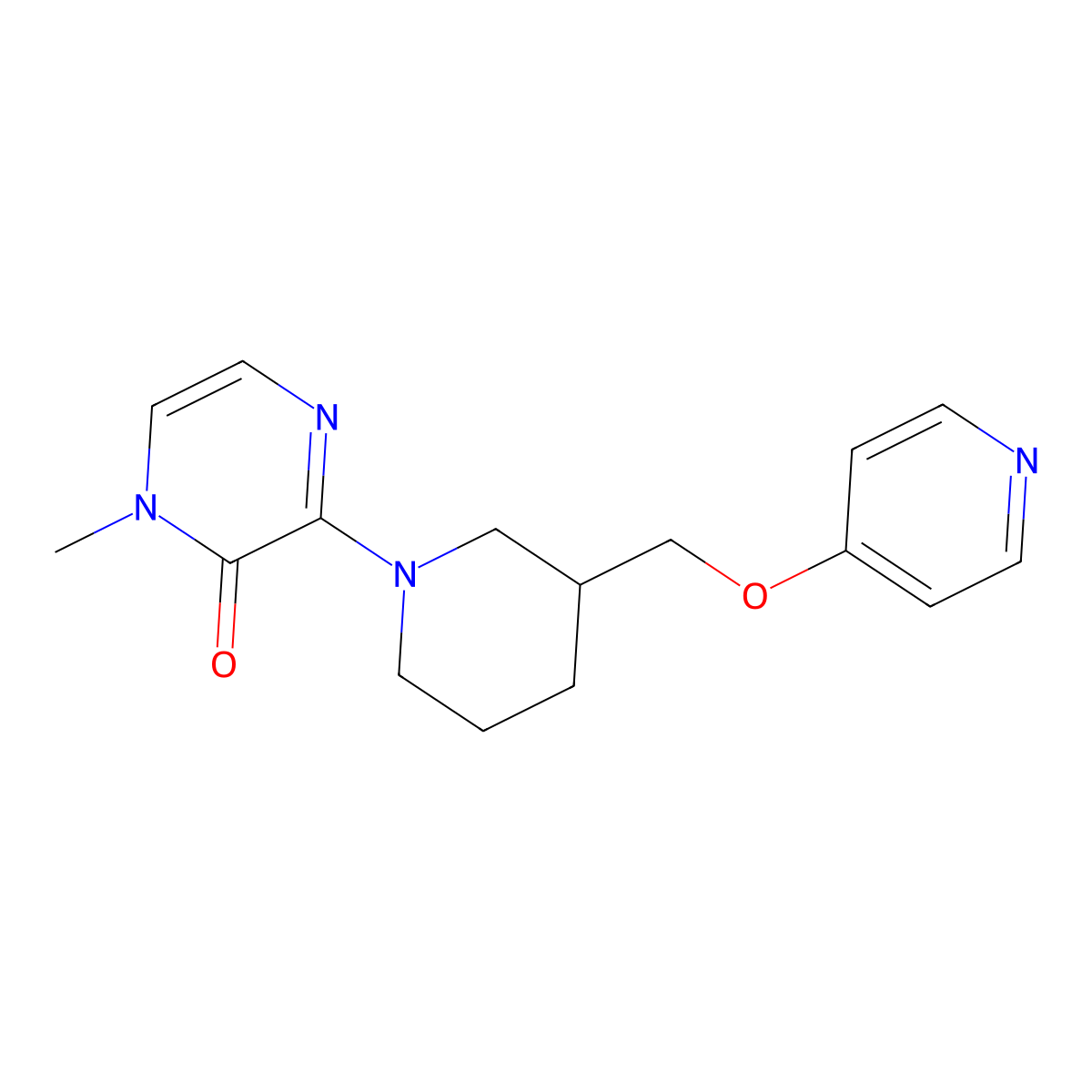 1-Methyl-3-{3-[(pyridin-4-yloxy)methyl]piperidin-1-yl}-1,2-dihydropyrazin-2-one molecular structure, CAS 2415573-78-1