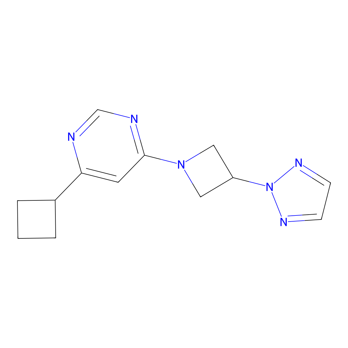 4-cyclobutyl-6-[3-(2H-1,2,3-triazol-2-yl)azetidin-1-yl]pyrimidine molecular structure, CAS 2415573-85-0
