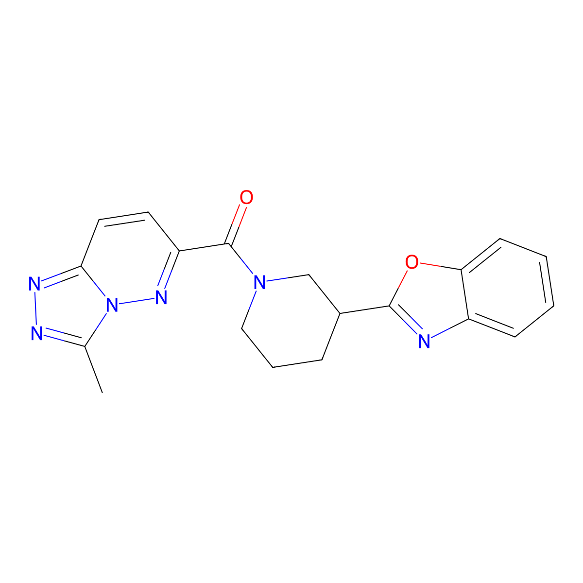 2-(1-{3-Methyl-[1,2,4]triazolo[4,3-b]pyridazine-6-carbonyl}piperidin-3-yl)-1,3-benzoxazole molecular structure, CAS 2415573-93-0