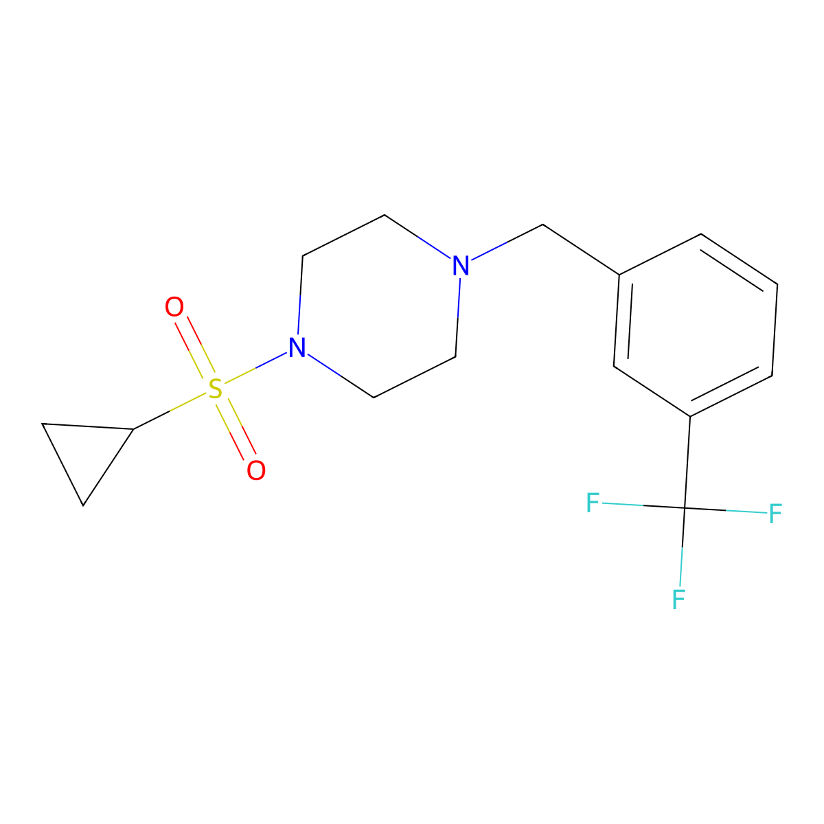 1-(Cyclopropanesulfonyl)-4-{[3-(trifluoromethyl)phenyl]methyl}piperazine molecular structure, CAS 2415574-04-6