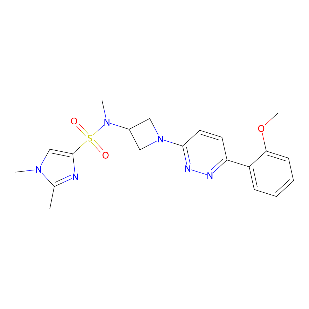 N-{1-[6-(2-methoxyphenyl)pyridazin-3-yl]azetidin-3-yl}-N,1,2-trimethyl-1H-imidazole-4-sulfonamide molecular structure, CAS 2415574-05-7