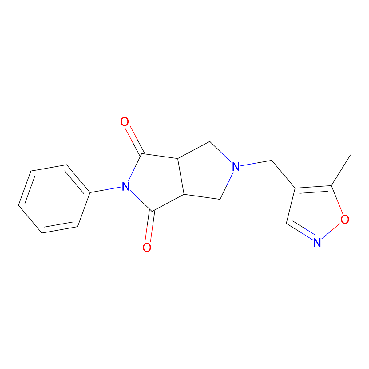 5-[(5-Methyl-1,2-oxazol-4-yl)methyl]-2-phenyl-octahydropyrrolo[3,4-c]pyrrole-1,3-dione molecular structure, CAS 2415574-07-9