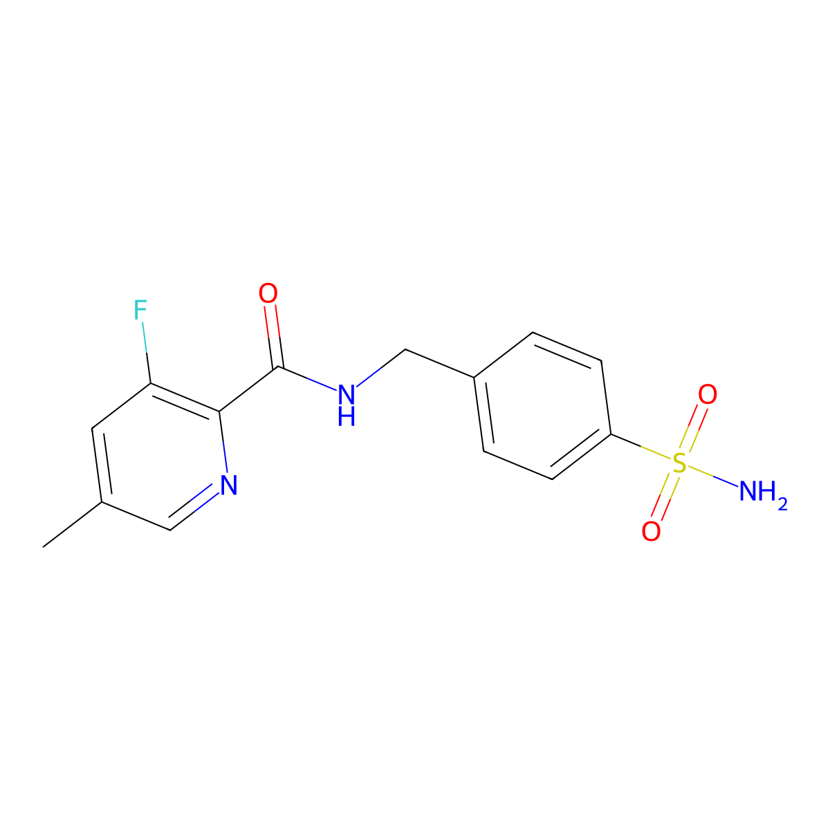 3-Fluoro-5-methyl-N-[(4-sulfamoylphenyl)methyl]pyridine-2-carboxamide molecular structure, CAS 2415574-08-0