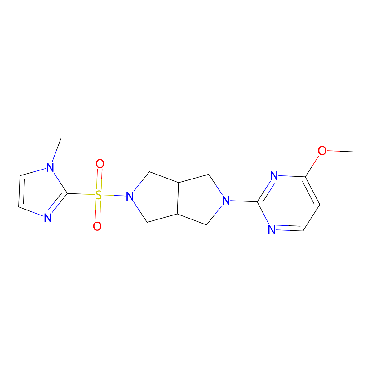 4-methoxy-2-{5-[(1-methyl-1H-imidazol-2-yl)sulfonyl]-octahydropyrrolo[3,4-c]pyrrol-2-yl}pyrimidine molecular structure, CAS 2415574-10-4