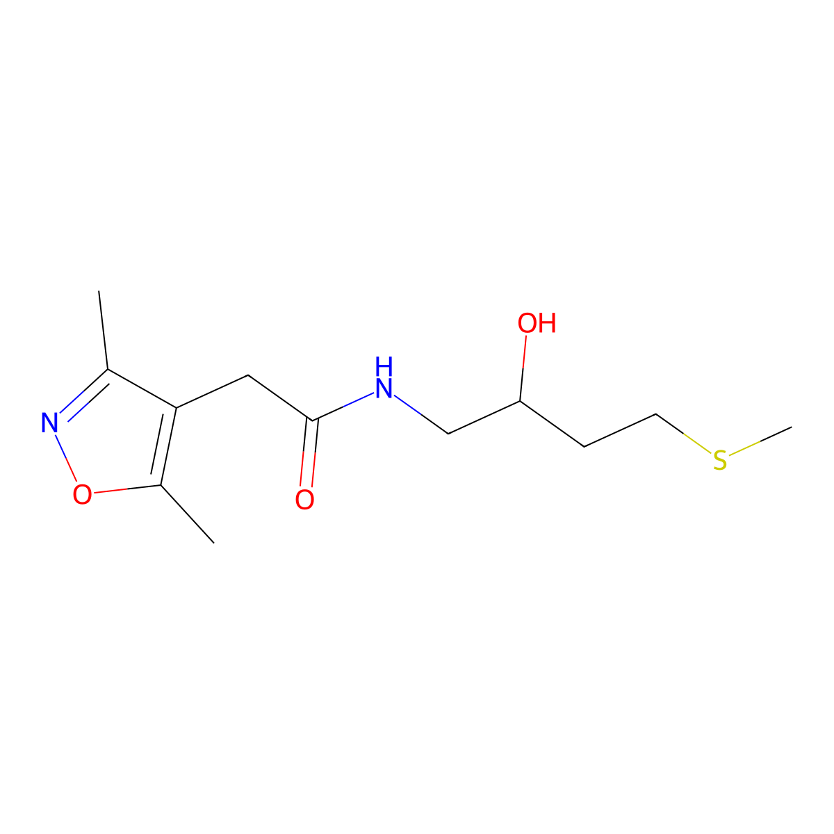 2-(3,5-dimethyl-1,2-oxazol-4-yl)-N-[2-hydroxy-4-(methylsulfanyl)butyl]acetamide molecular structure, CAS 2415574-18-2