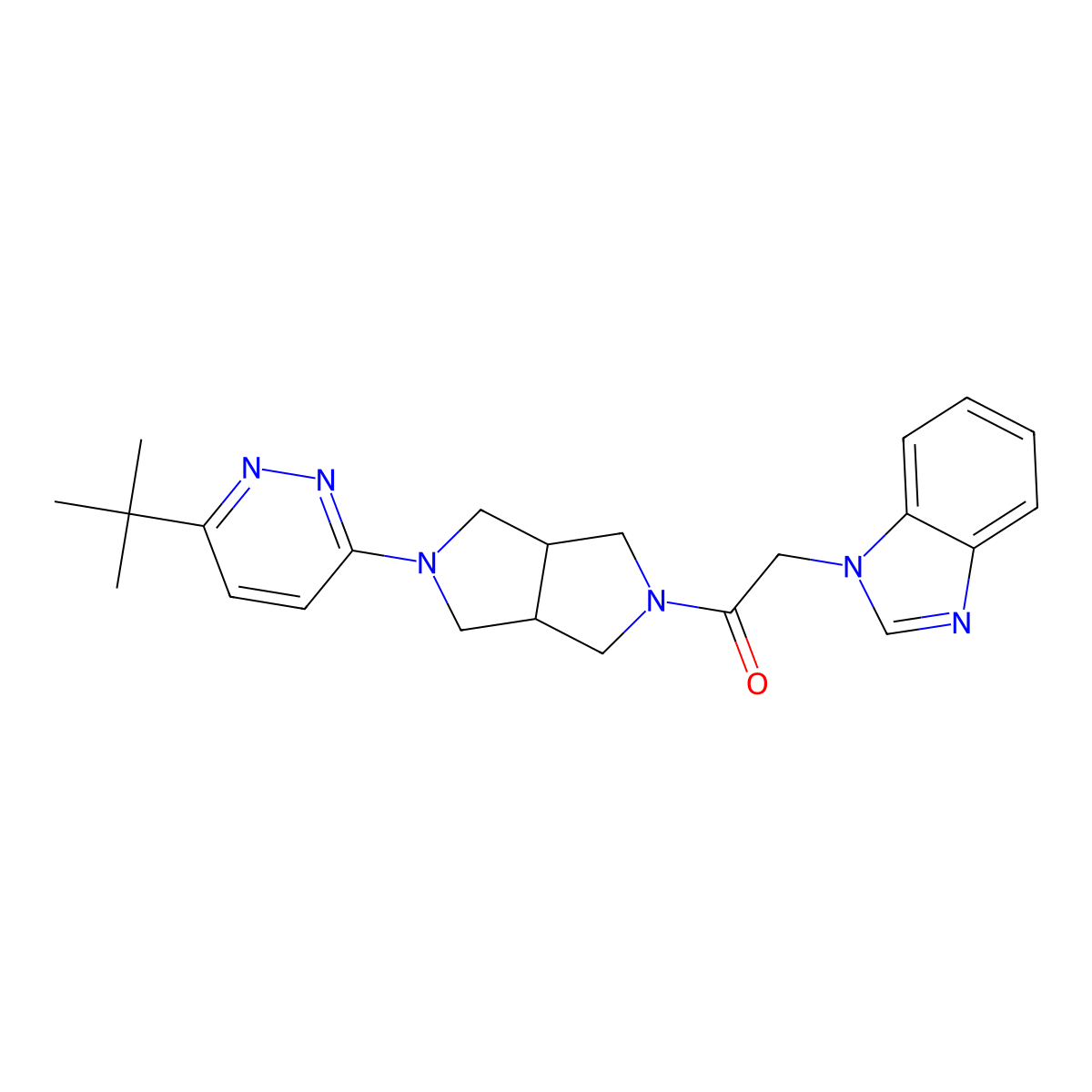 2-(1H-1,3-benzodiazol-1-yl)-1-[5-(6-tert-butylpyridazin-3-yl)-octahydropyrrolo[3,4-c]pyrrol-2-yl]ethan-1-one molecular structure, CAS 2415582-22-6