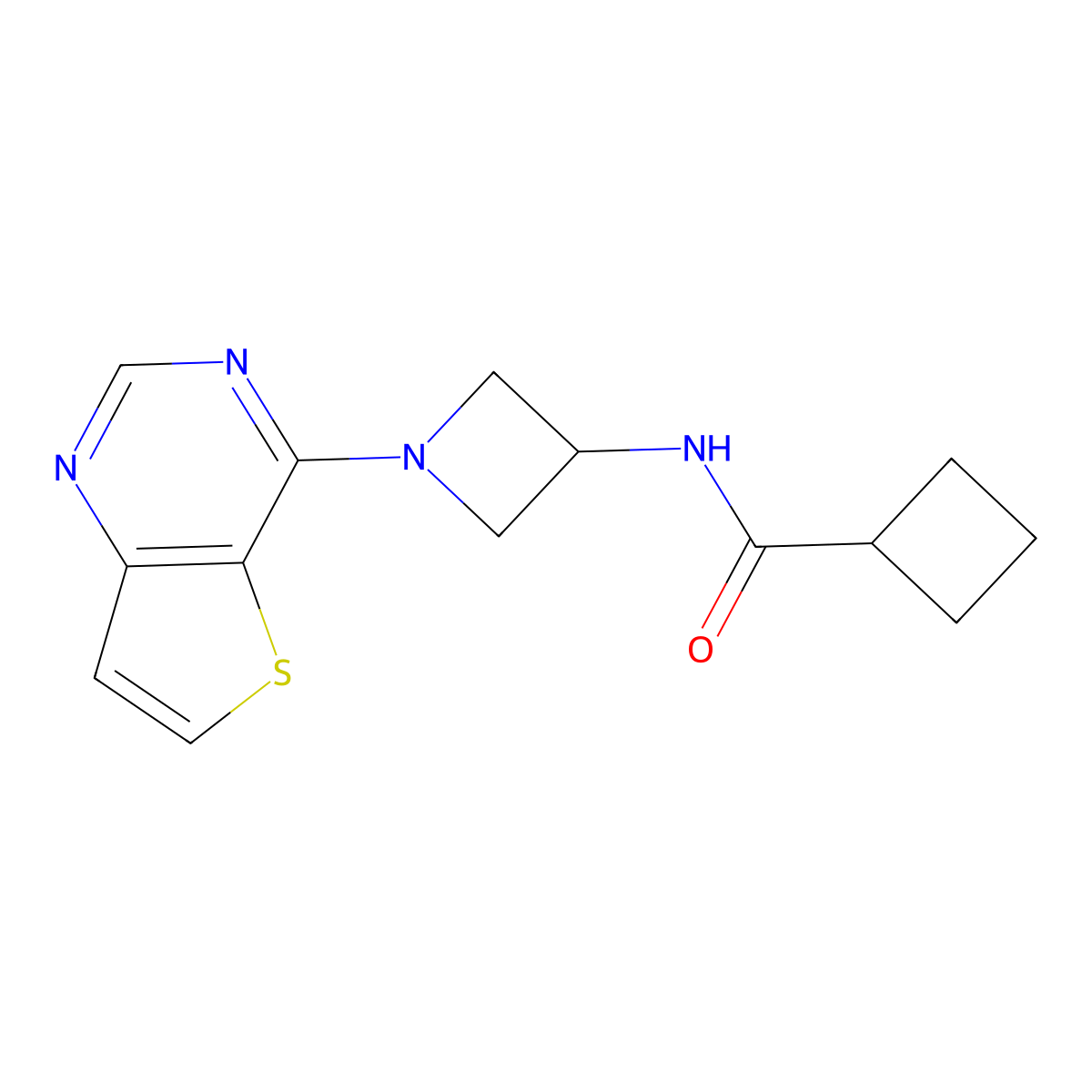 N-(1-{thieno[3,2-d]pyrimidin-4-yl}azetidin-3-yl)cyclobutanecarboxamide molecular structure, CAS 2415582-23-7