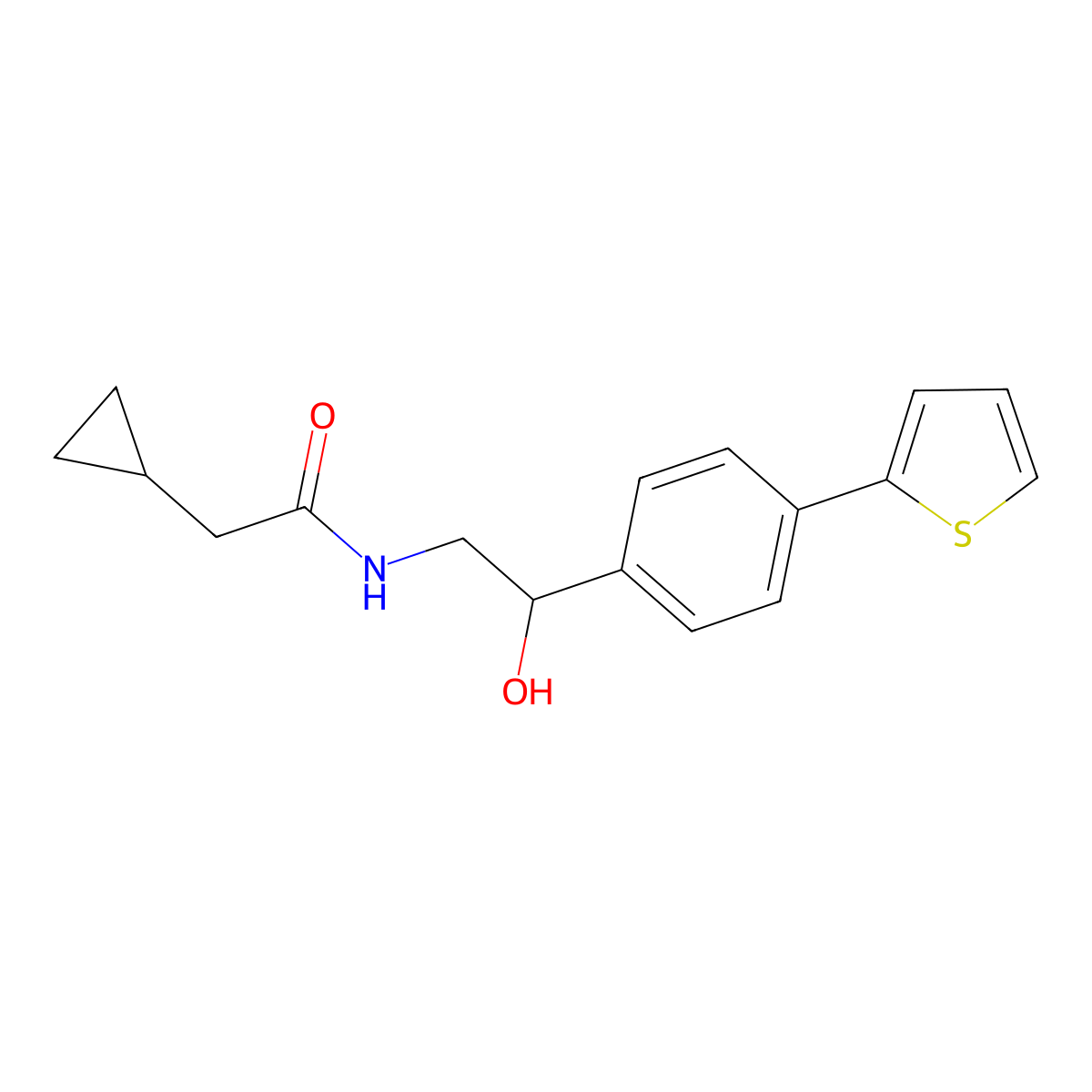 2-cyclopropyl-N-{2-hydroxy-2-[4-(thiophen-2-yl)phenyl]ethyl}acetamide molecular structure, CAS 2415582-25-9