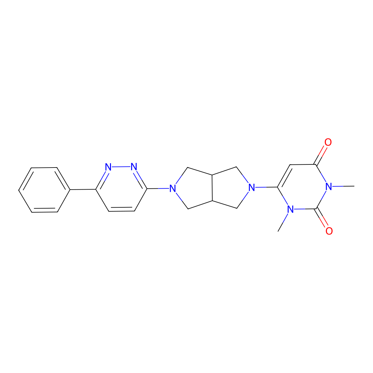 1,3-Dimethyl-6-[5-(6-phenylpyridazin-3-yl)-octahydropyrrolo[3,4-c]pyrrol-2-yl]-1,2,3,4-tetrahydropyrimidine-2,4-dione molecular structure, CAS 2415582-31-7