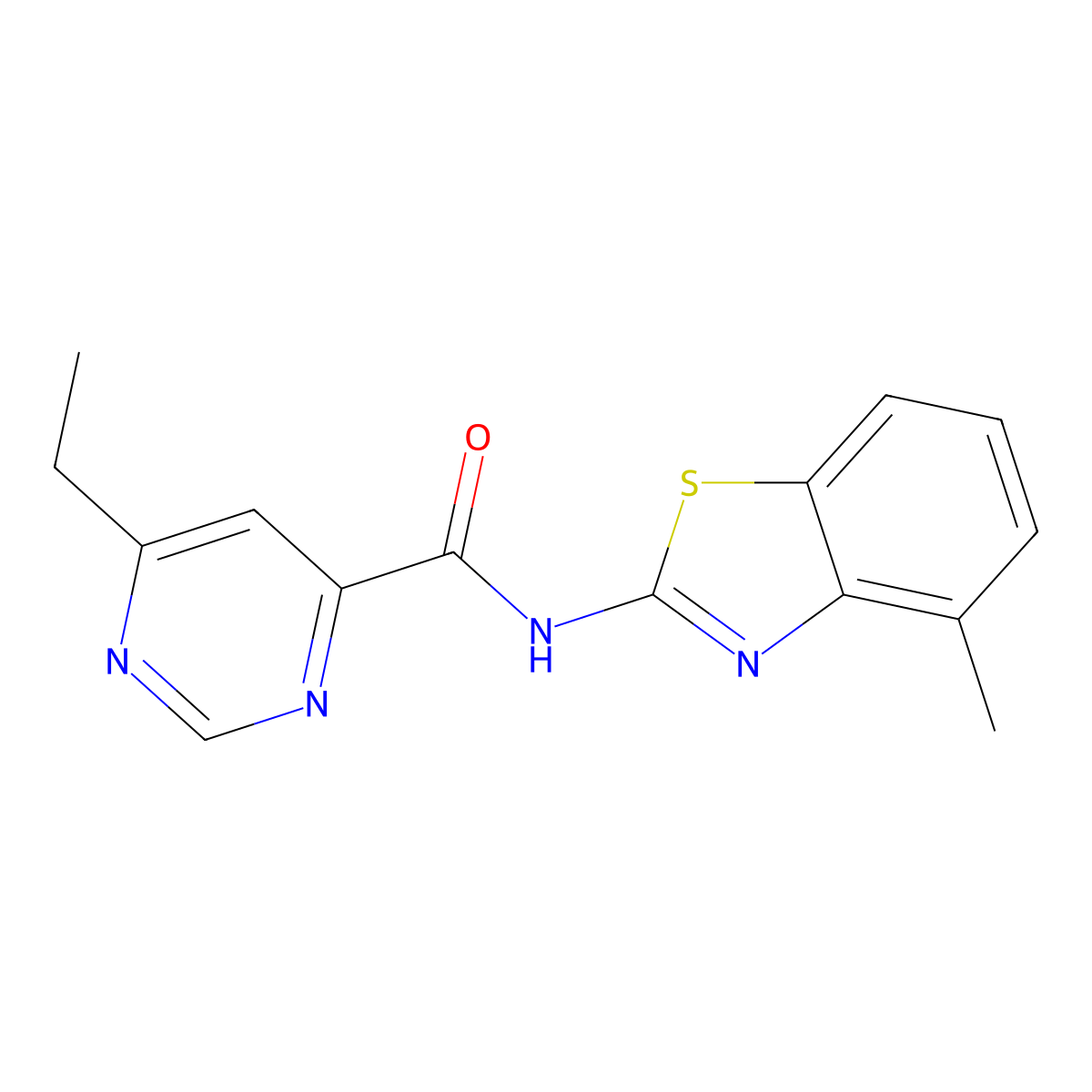 6-ethyl-N-(4-methyl-1,3-benzothiazol-2-yl)pyrimidine-4-carboxamide molecular structure, CAS 2415582-39-5