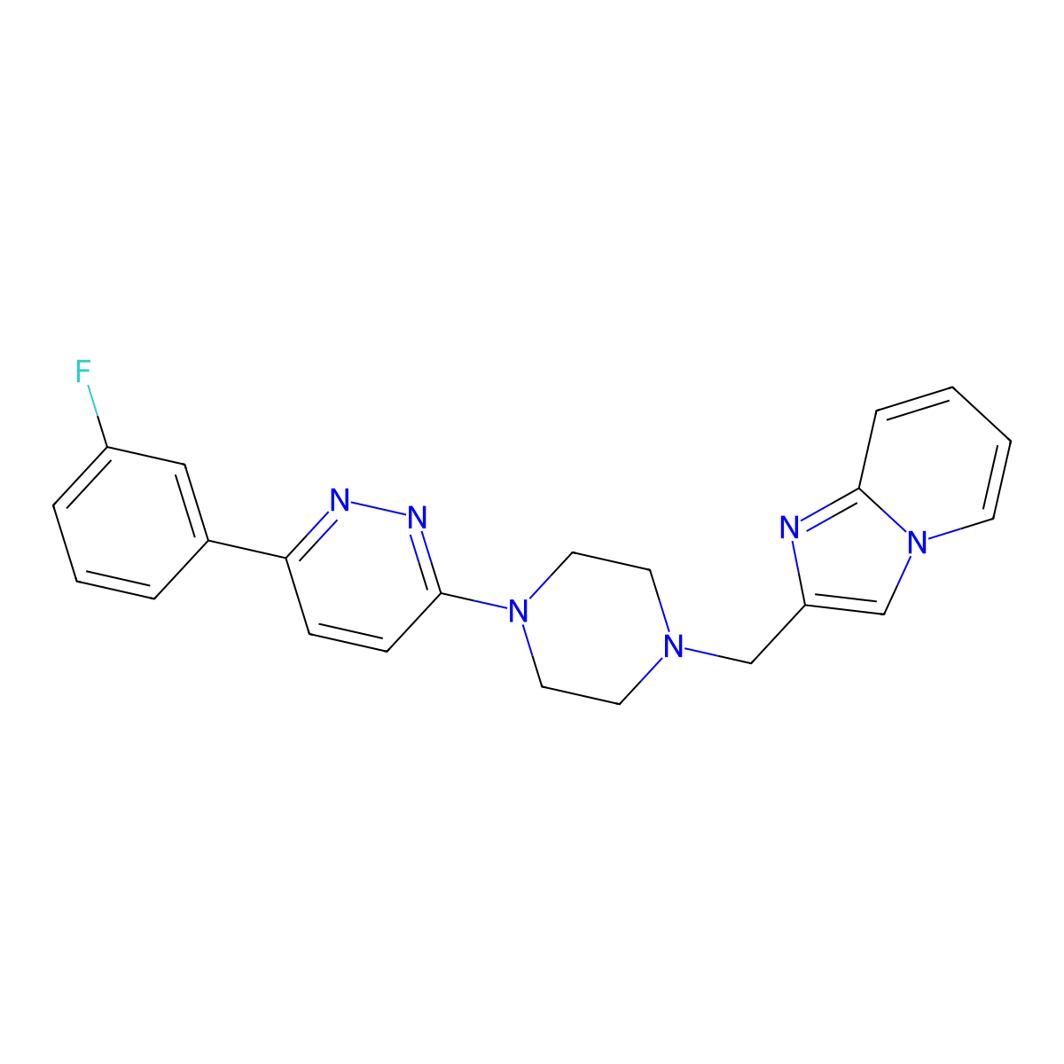 3-(3-Fluorophenyl)-6-[4-({imidazo[1,2-a]pyridin-2-yl}methyl)piperazin-1-yl]pyridazine molecular structure, CAS 2415582-50-0