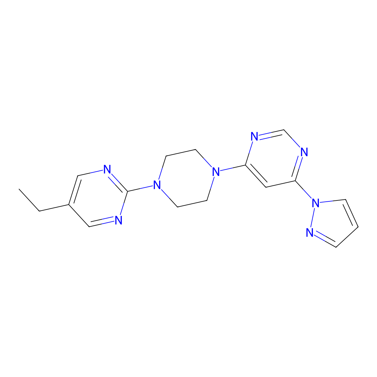 4-[4-(5-ethylpyrimidin-2-yl)piperazin-1-yl]-6-(1H-pyrazol-1-yl)pyrimidine molecular structure, CAS 2415582-61-3