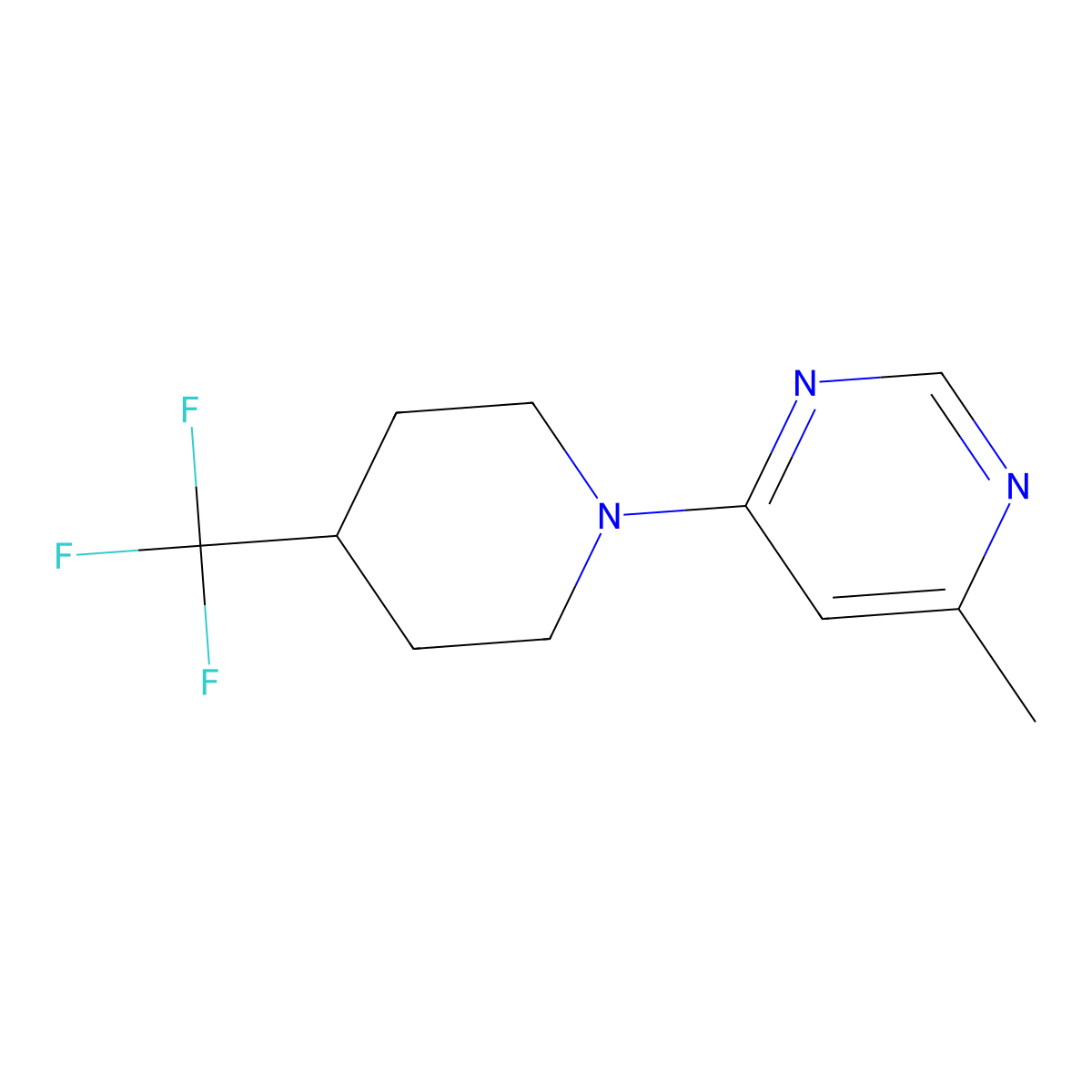 4-Methyl-6-[4-(trifluoromethyl)piperidin-1-yl]pyrimidine molecular structure, CAS 2415582-67-9