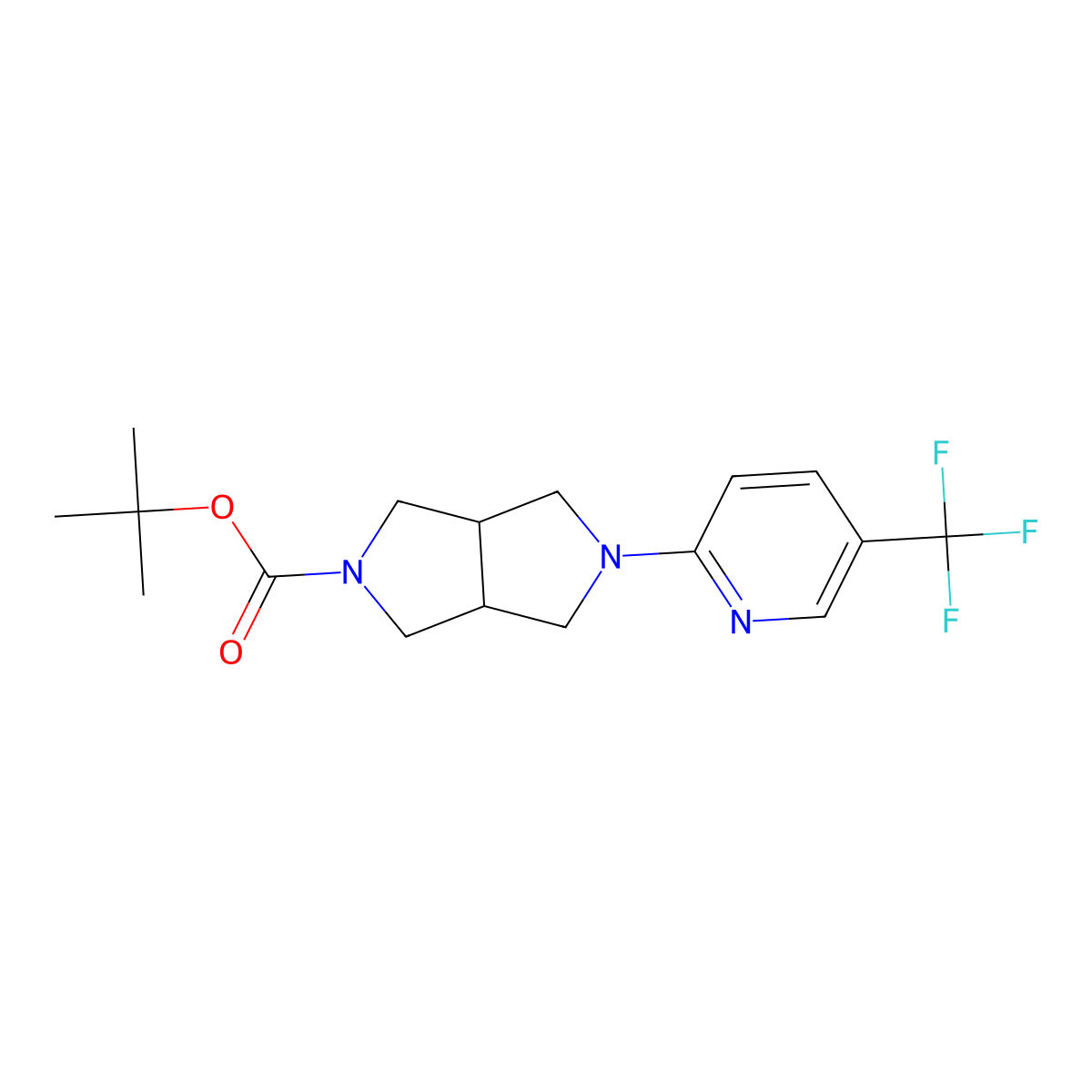 Tert-butyl 5-[5-(trifluoromethyl)pyridin-2-yl]-octahydropyrrolo[3,4-c]pyrrole-2-carboxylate molecular structure, CAS 2415582-84-0