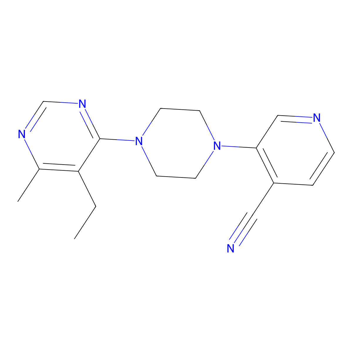 3-[4-(5-Ethyl-6-methylpyrimidin-4-yl)piperazin-1-yl]pyridine-4-carbonitrile molecular structure, CAS 2415582-86-2