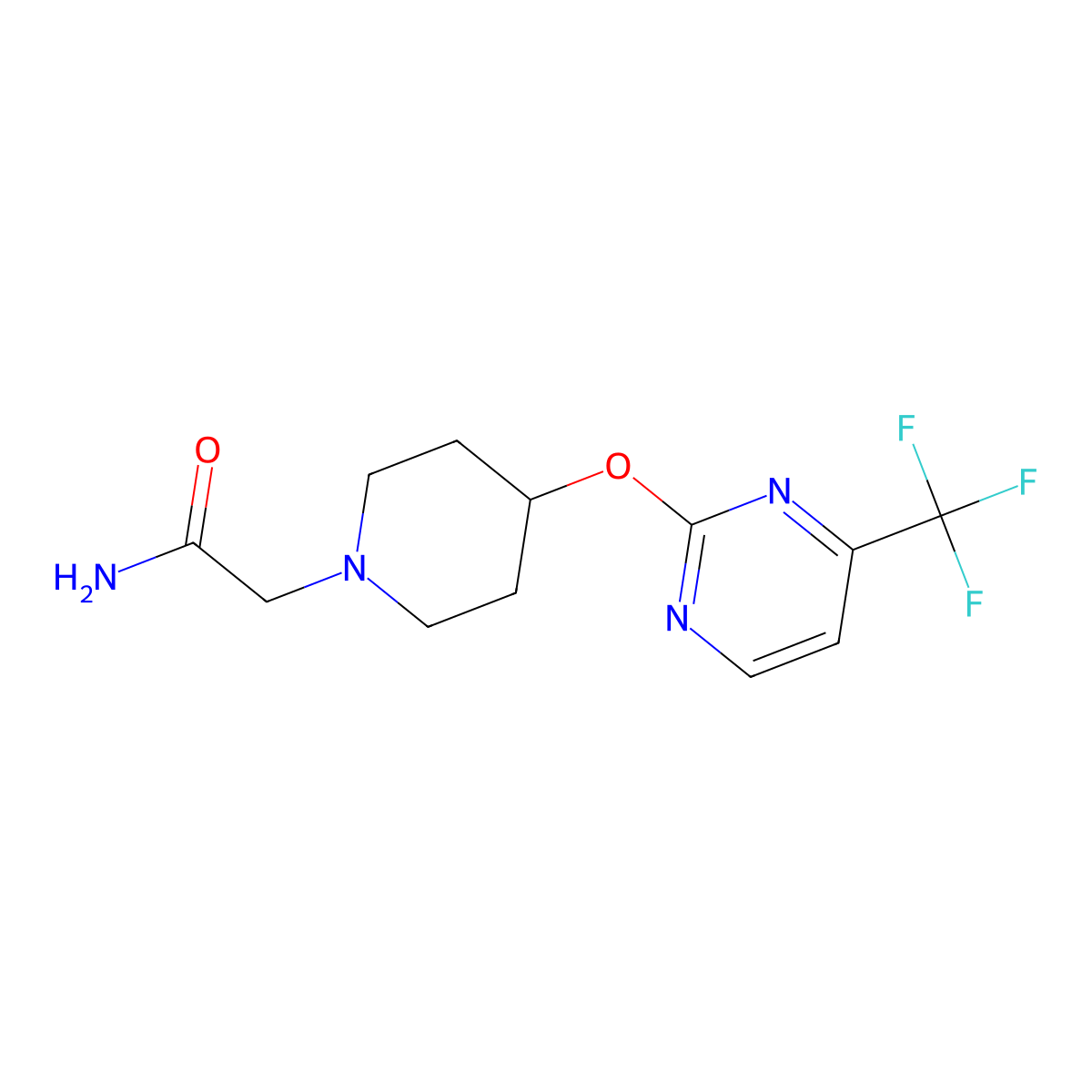 2-(4-{[4-(Trifluoromethyl)pyrimidin-2-yl]oxy}piperidin-1-yl)acetamide molecular structure, CAS 2415582-87-3