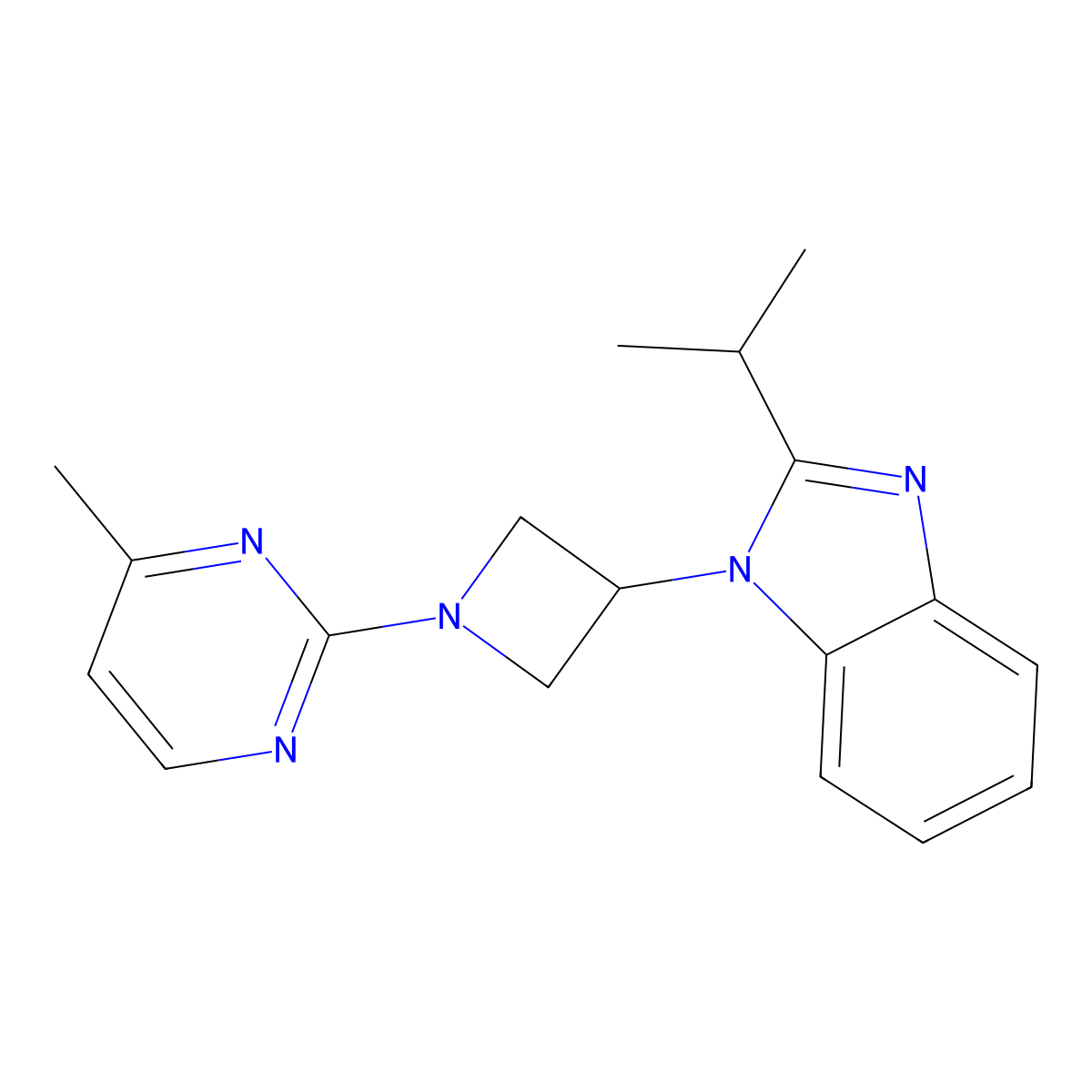 1-[1-(4-methylpyrimidin-2-yl)azetidin-3-yl]-2-(propan-2-yl)-1H-1,3-benzodiazole molecular structure, CAS 2415582-89-5