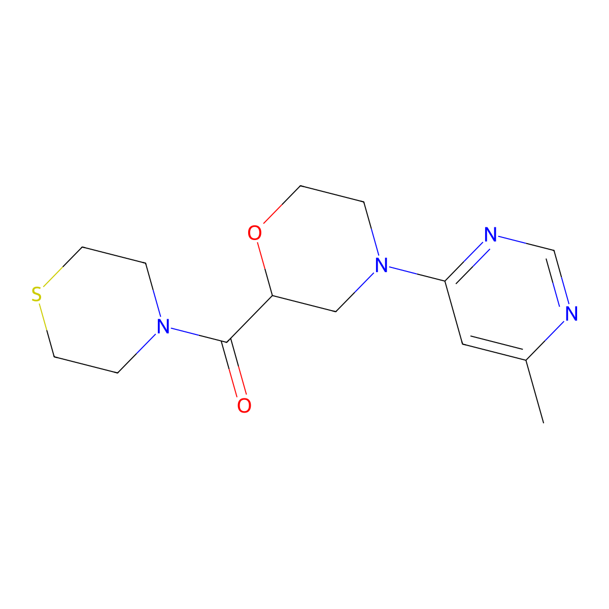4-(6-Methylpyrimidin-4-yl)-2-(thiomorpholine-4-carbonyl)morpholine molecular structure, CAS 2415582-95-3