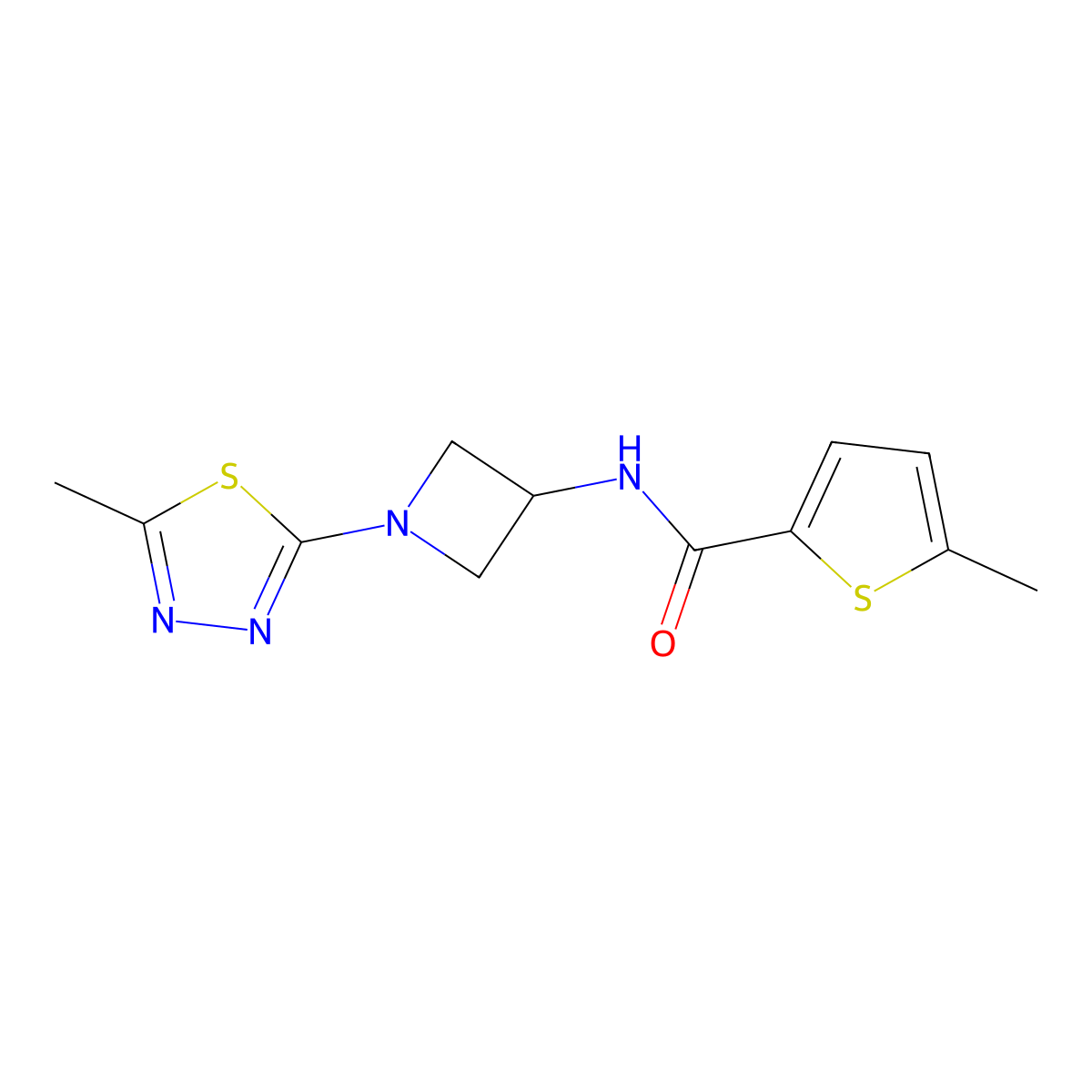 5-Methyl-N-[1-(5-methyl-1,3,4-thiadiazol-2-yl)azetidin-3-yl]thiophene-2-carboxamide molecular structure, CAS 2415583-04-7