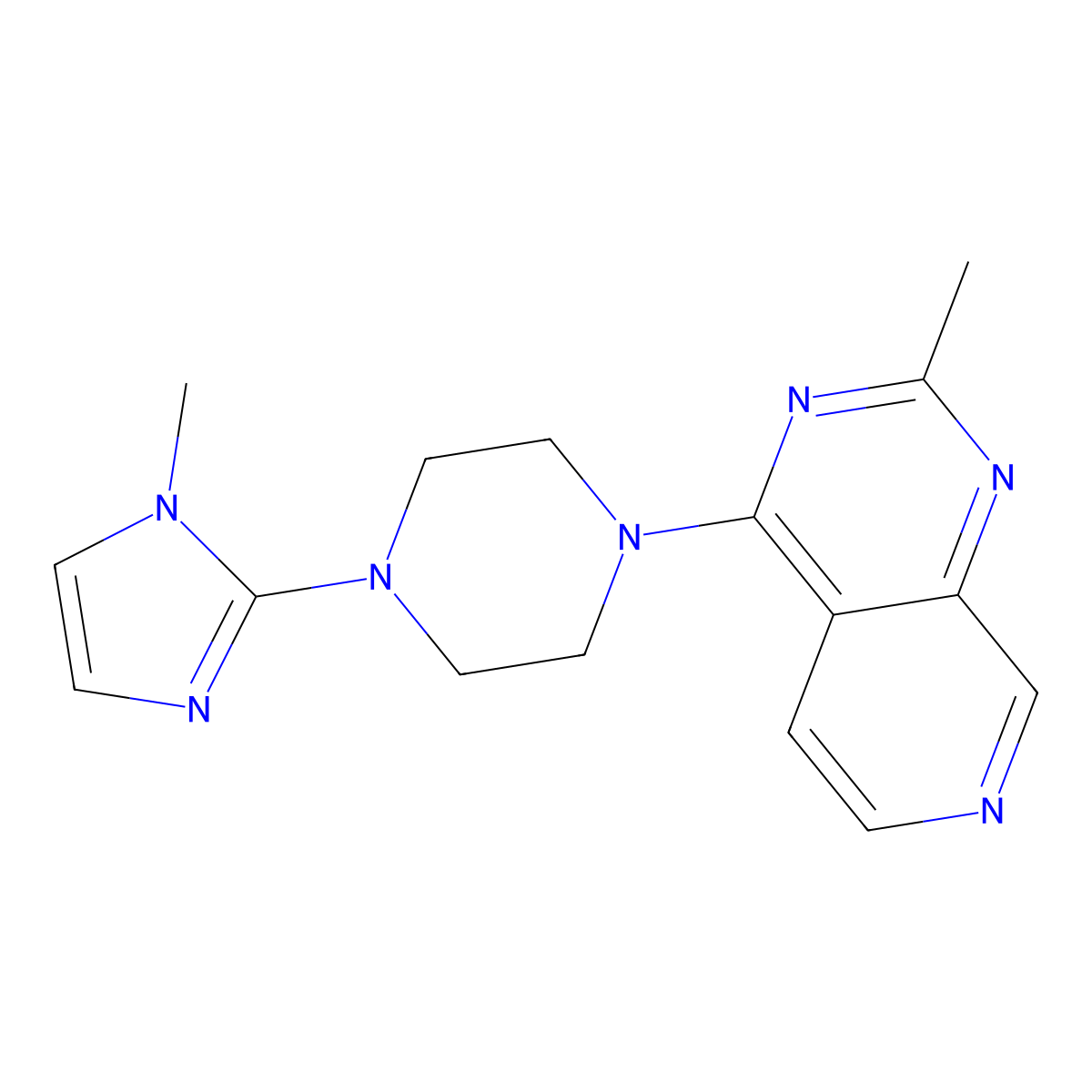1-(1-methyl-1H-imidazol-2-yl)-4-{2-methylpyrido[3,4-d]pyrimidin-4-yl}piperazine molecular structure, CAS 2415583-05-8