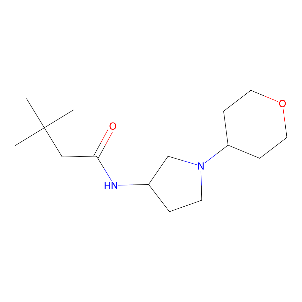 3,3-Dimethyl-N-[1-(oxan-4-yl)pyrrolidin-3-yl]butanamide molecular structure, CAS 2415583-07-0