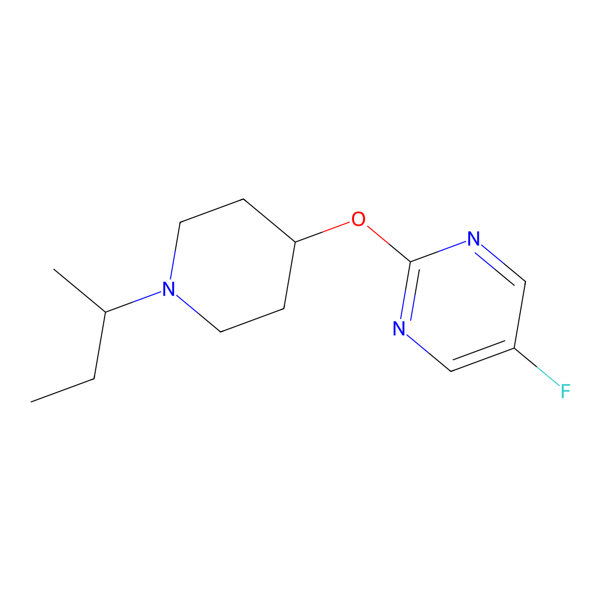 2-{[1-(Butan-2-yl)piperidin-4-yl]oxy}-5-fluoropyrimidine molecular structure, CAS 2415583-08-1