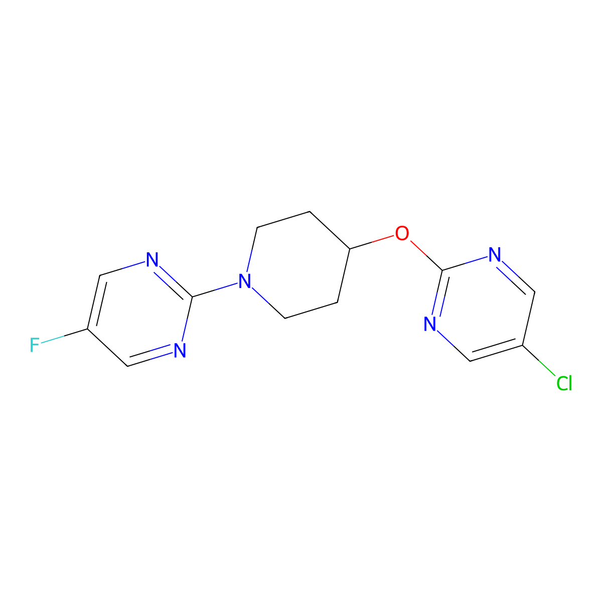2-{4-[(5-Chloropyrimidin-2-yl)oxy]piperidin-1-yl}-5-fluoropyrimidine molecular structure, CAS 2415583-17-2