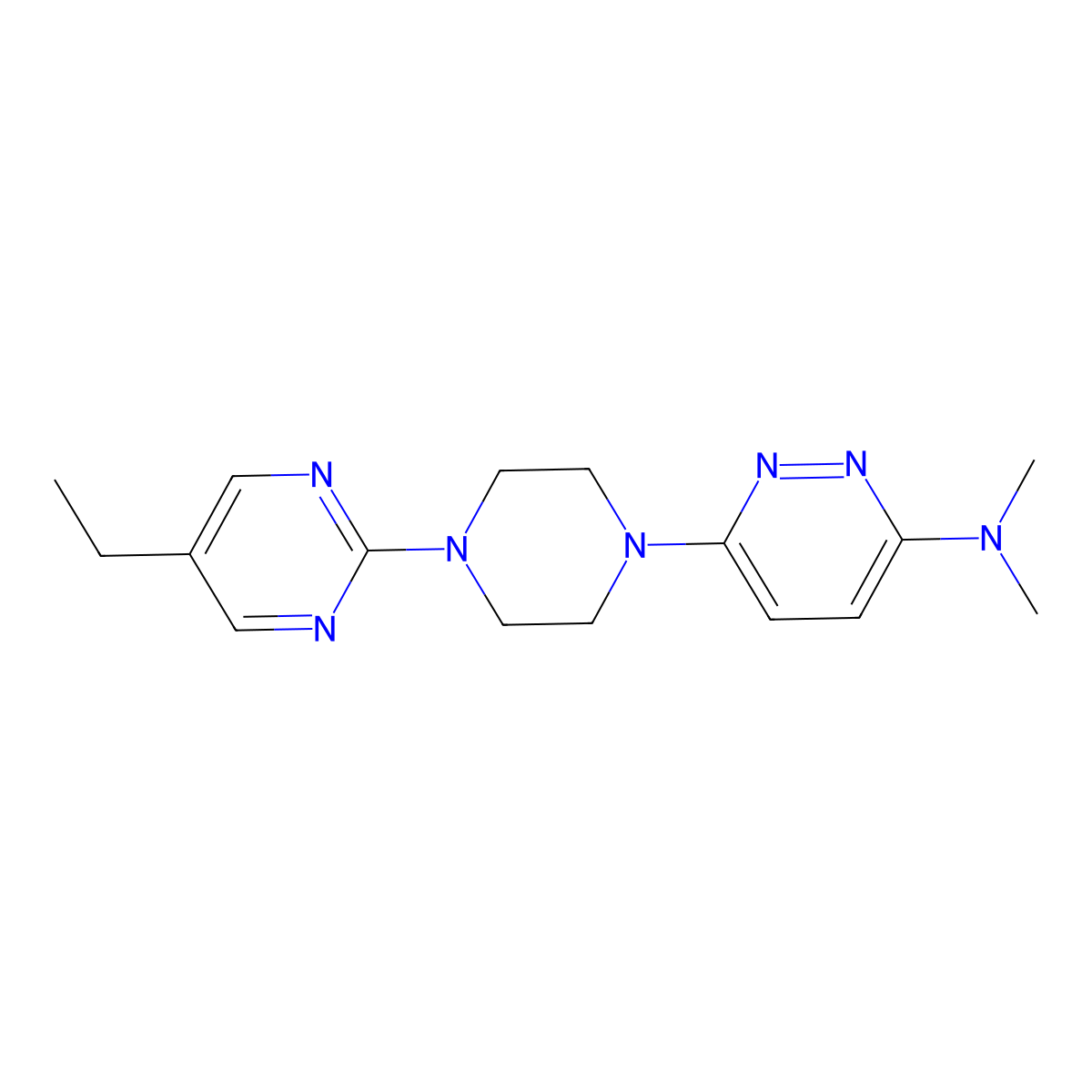6-[4-(5-Ethylpyrimidin-2-yl)piperazin-1-yl]-N,N-dimethylpyridazin-3-amine molecular structure, CAS 2415583-18-3