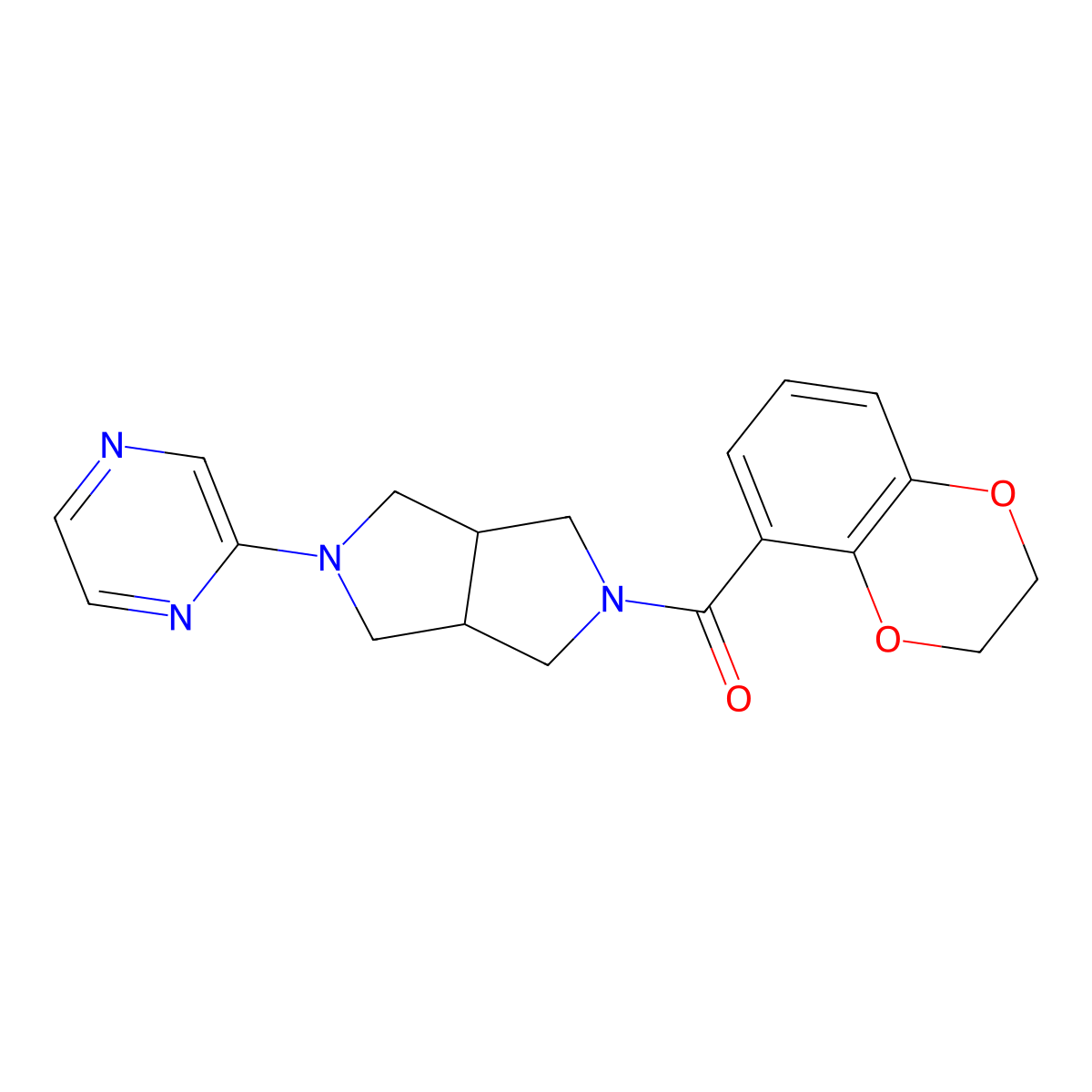 2-[5-(2,3-Dihydro-1,4-benzodioxine-5-carbonyl)-octahydropyrrolo[3,4-c]pyrrol-2-yl]pyrazine molecular structure, CAS 2415583-19-4