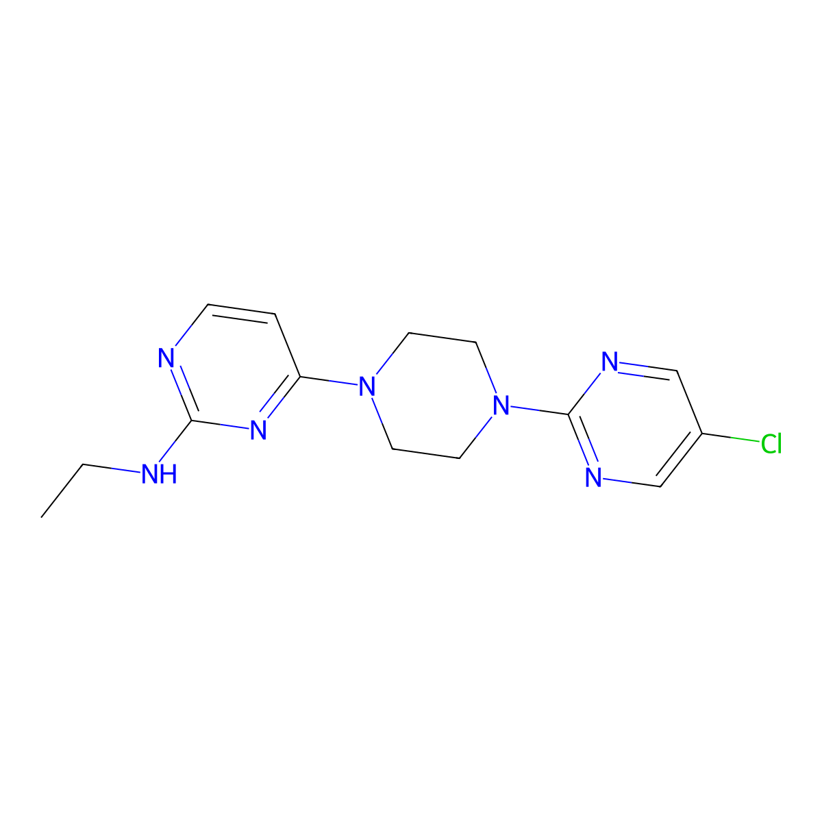 4-[4-(5-chloropyrimidin-2-yl)piperazin-1-yl]-N-ethylpyrimidin-2-amine molecular structure, CAS 2415583-22-9