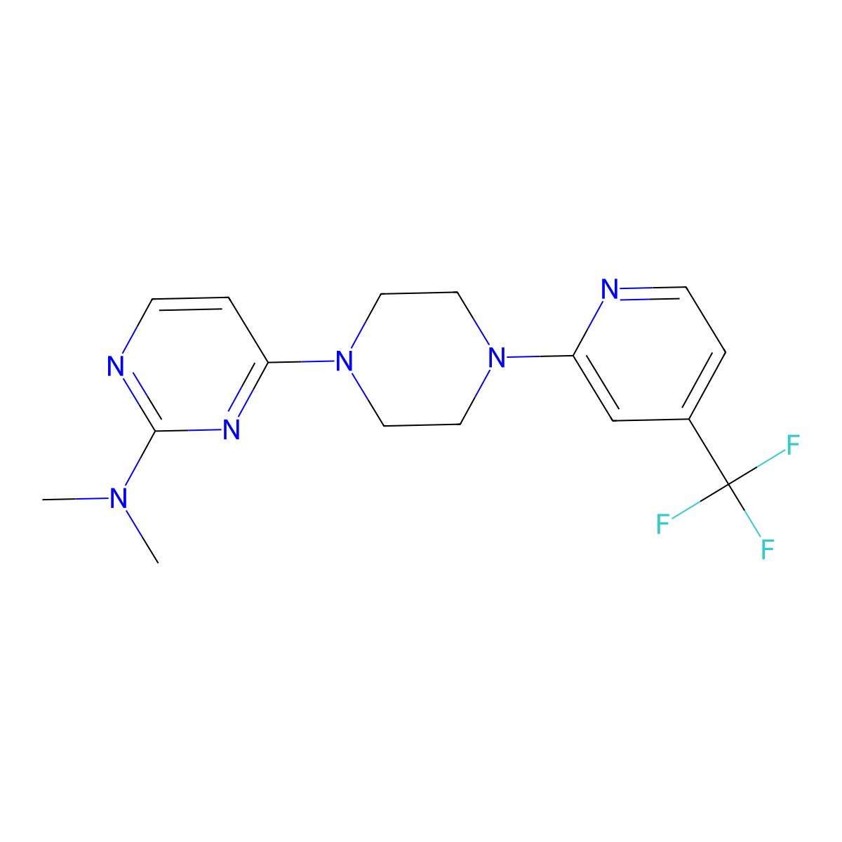 N,N-dimethyl-4-{4-[4-(trifluoromethyl)pyridin-2-yl]piperazin-1-yl}pyrimidin-2-amine molecular structure, CAS 2415583-23-0