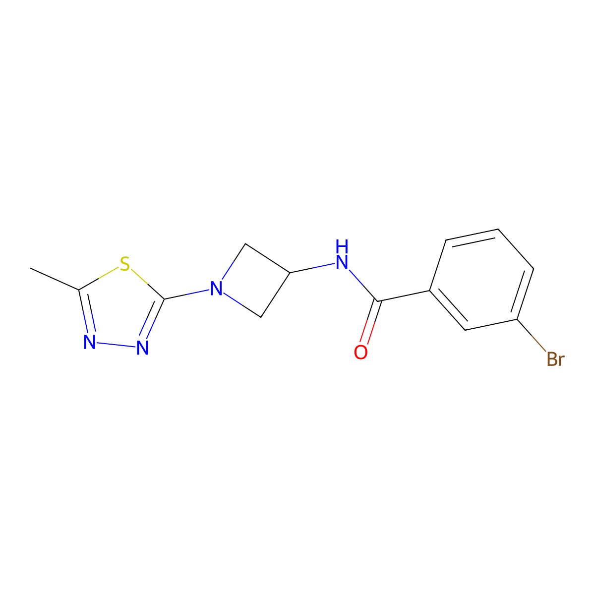 3-Bromo-N-[1-(5-methyl-1,3,4-thiadiazol-2-yl)azetidin-3-yl]benzamide molecular structure, CAS 2415583-33-2