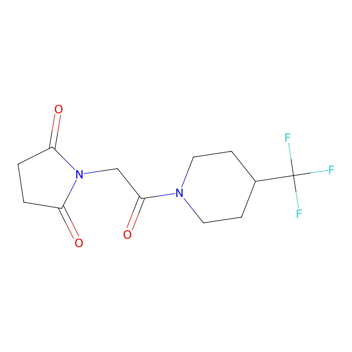 1-{2-Oxo-2-[4-(trifluoromethyl)piperidin-1-yl]ethyl}pyrrolidine-2,5-dione molecular structure, CAS 2415583-48-9