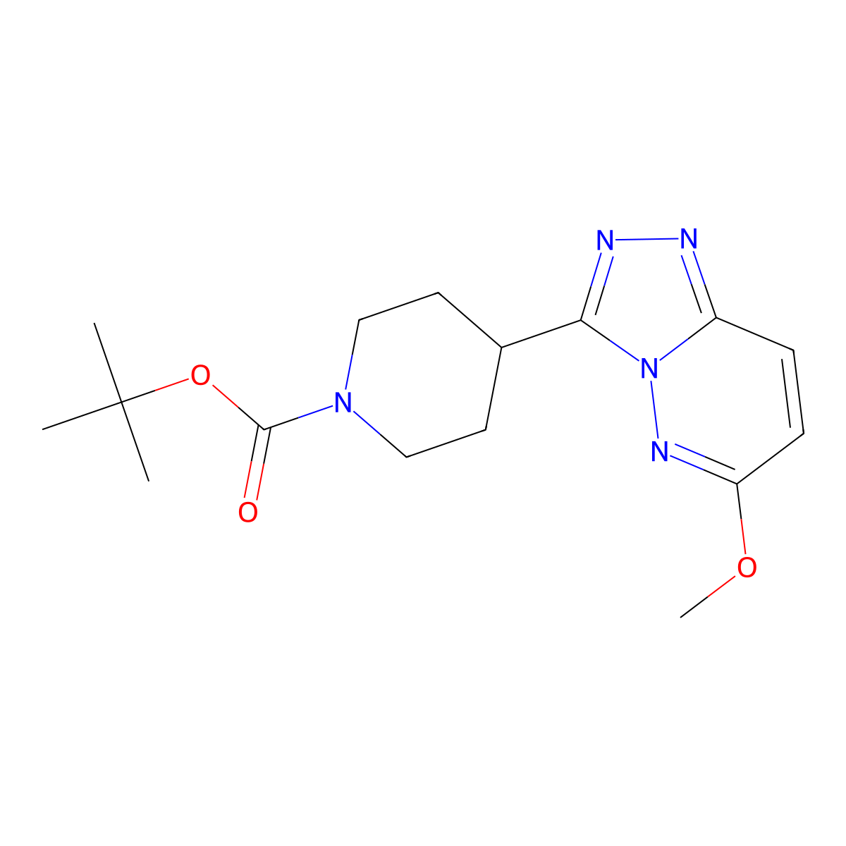 Tert-butyl 4-{6-methoxy-[1,2,4]triazolo[4,3-b]pyridazin-3-yl}piperidine-1-carboxylate molecular structure, CAS 2415583-49-0