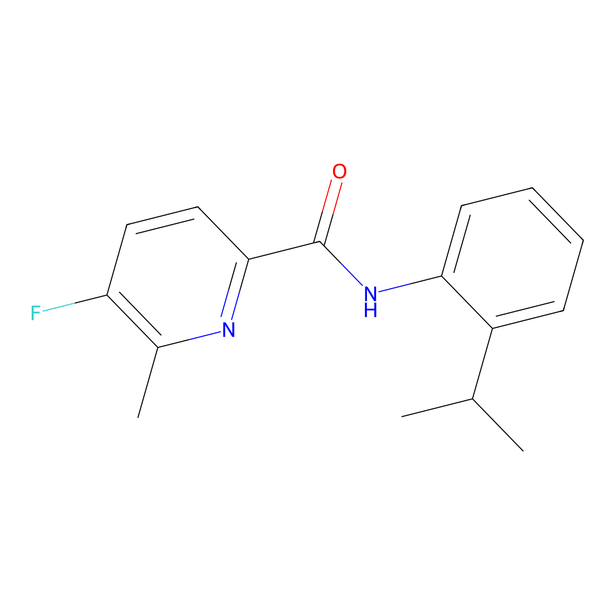 5-fluoro-6-methyl-N-[2-(propan-2-yl)phenyl]pyridine-2-carboxamide molecular structure, CAS 2415583-56-9