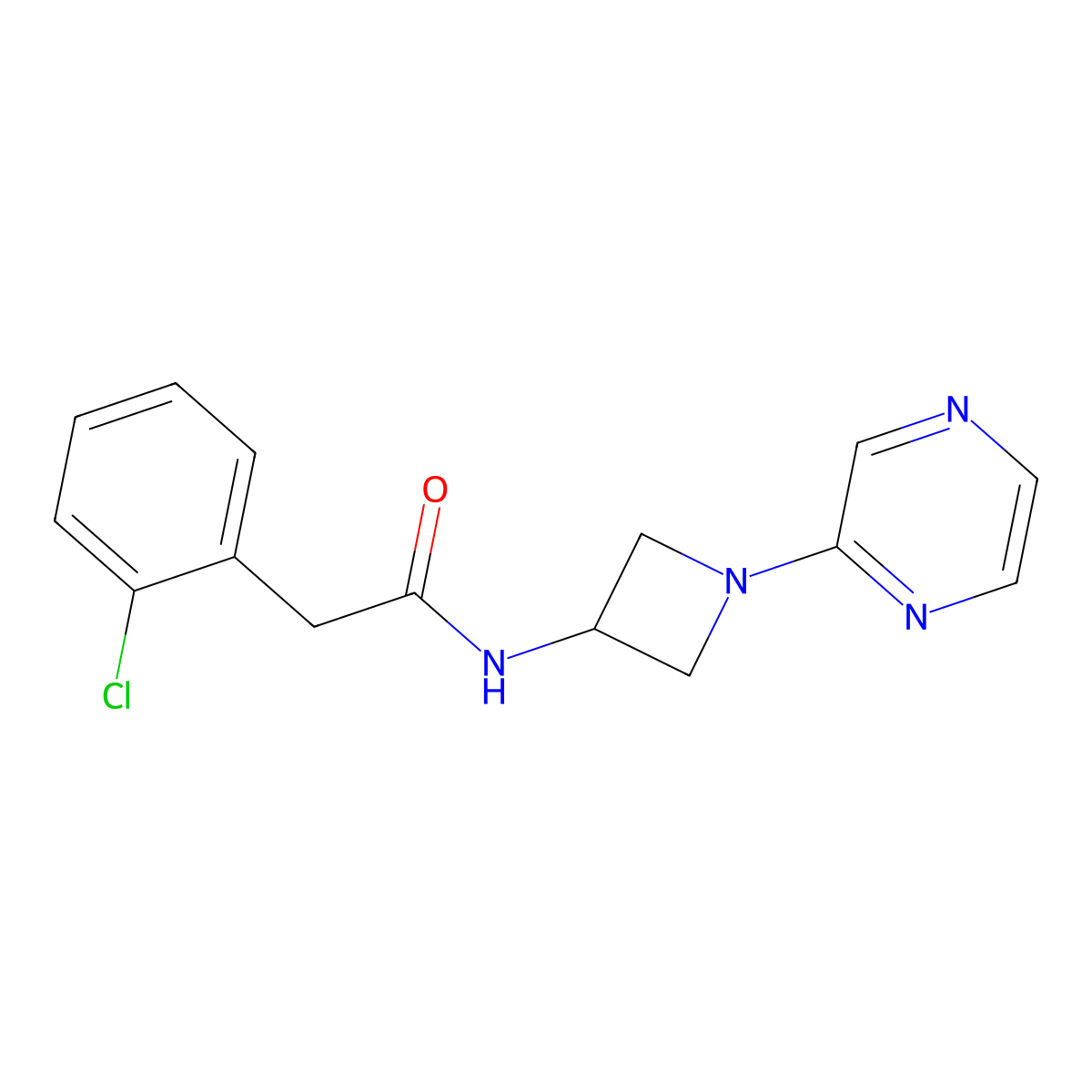 2-(2-chlorophenyl)-N-[1-(pyrazin-2-yl)azetidin-3-yl]acetamide molecular structure, CAS 2415583-58-1