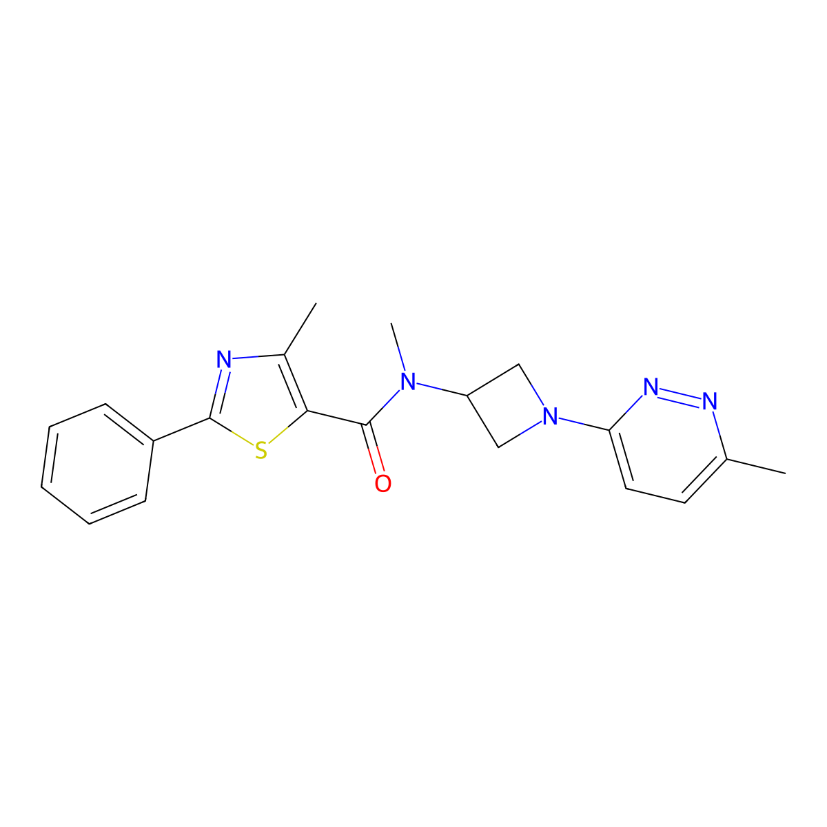 N,4-dimethyl-N-[1-(6-methylpyridazin-3-yl)azetidin-3-yl]-2-phenyl-1,3-thiazole-5-carboxamide molecular structure, CAS 2415583-63-8
