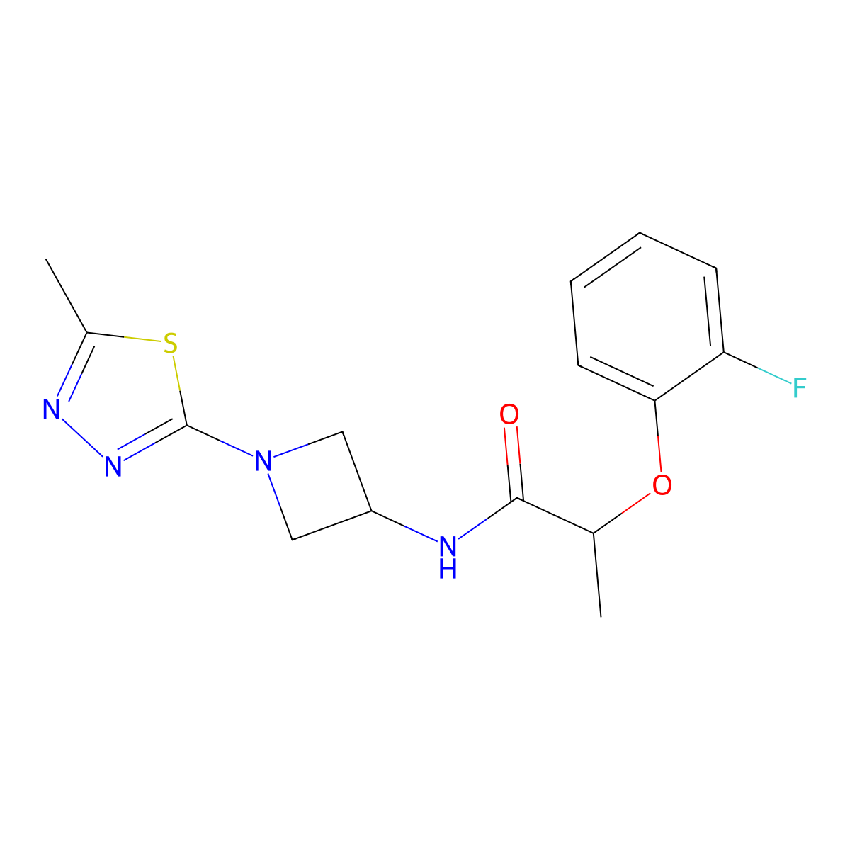 2-(2-Fluorophenoxy)-N-[1-(5-methyl-1,3,4-thiadiazol-2-yl)azetidin-3-yl]propanamide molecular structure, CAS 2415583-68-3