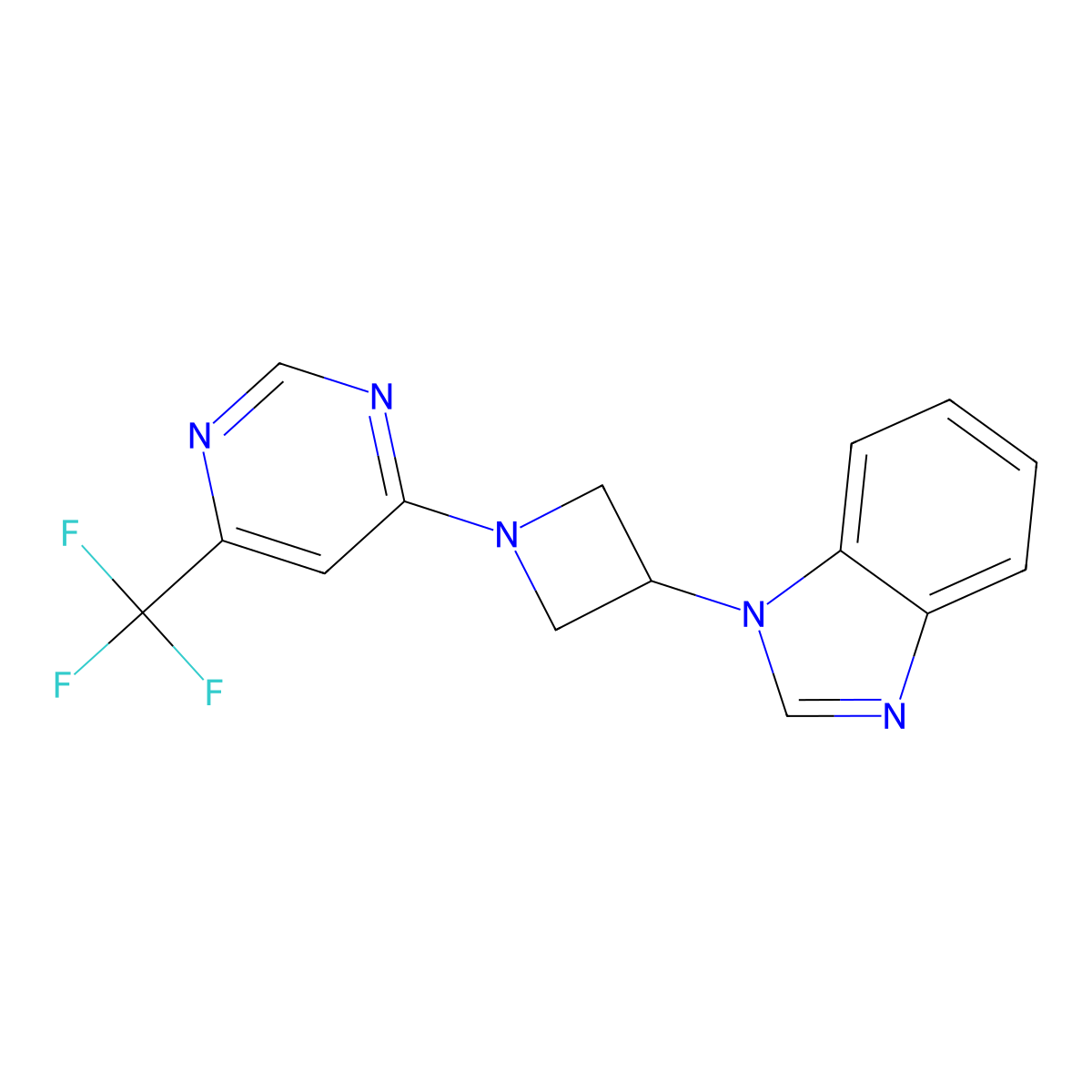 1-{1-[6-(trifluoromethyl)pyrimidin-4-yl]azetidin-3-yl}-1H-1,3-benzodiazole molecular structure, CAS 2415583-70-7