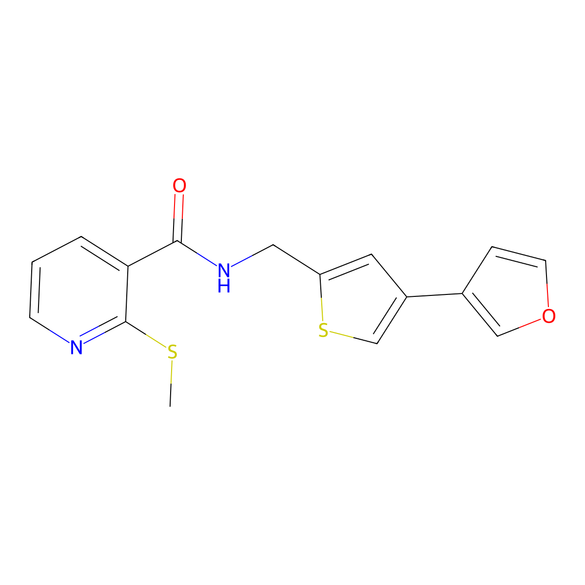 N-{[4-(furan-3-yl)thiophen-2-yl]methyl}-2-(methylsulfanyl)pyridine-3-carboxamide molecular structure, CAS 2415583-71-8
