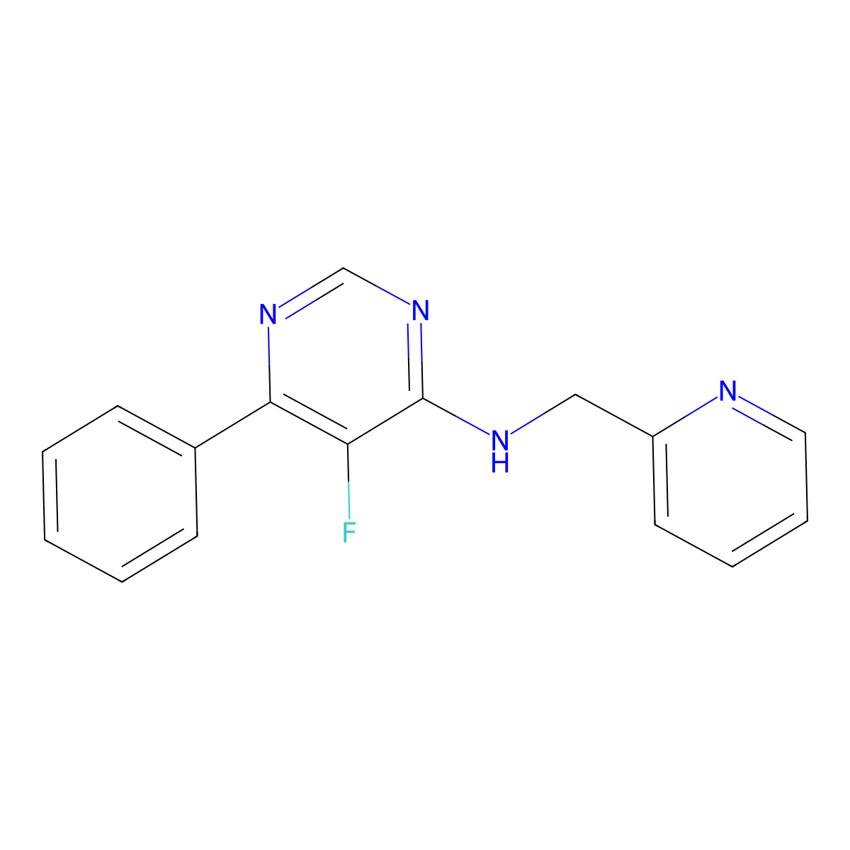 5-fluoro-6-phenyl-N-[(pyridin-2-yl)methyl]pyrimidin-4-amine molecular structure, CAS 2415583-72-9